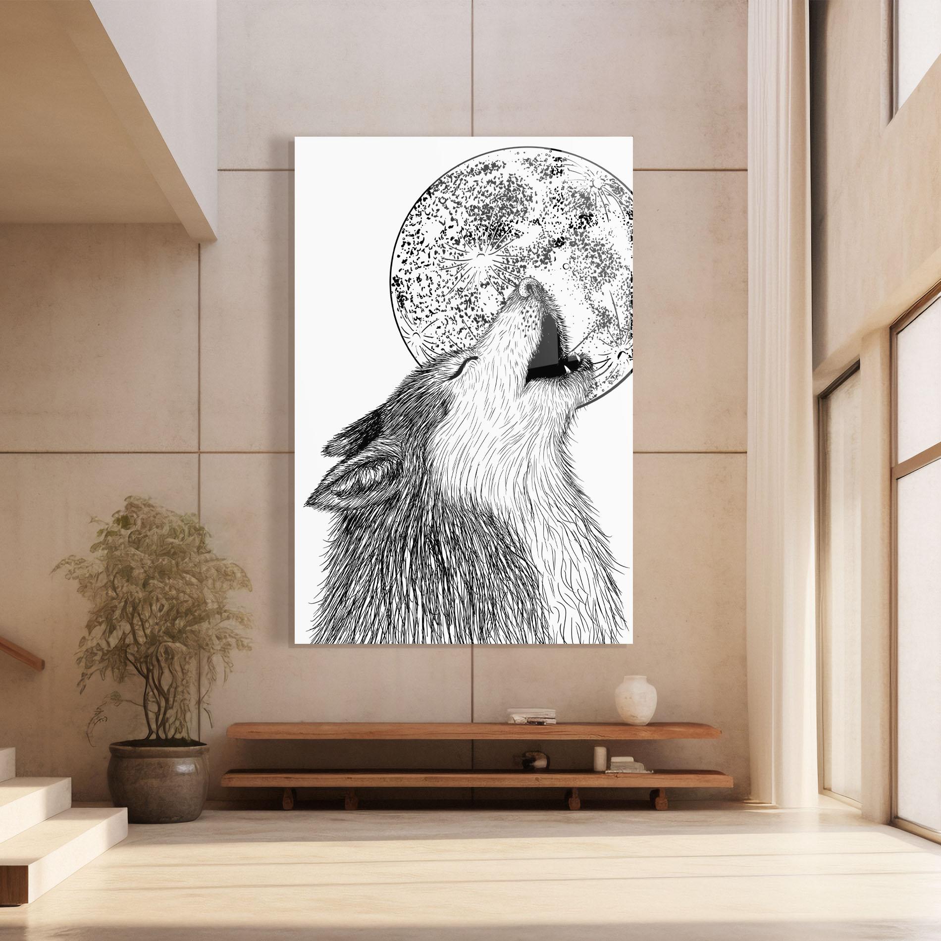 Obraz na Szkle Pretty Moon Wolf mockup 8