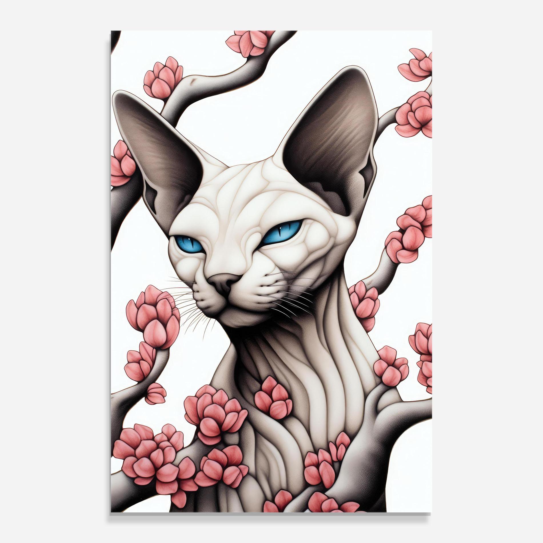 Obraz na Szkle Blue Eyes Cat Drawing mockup 0