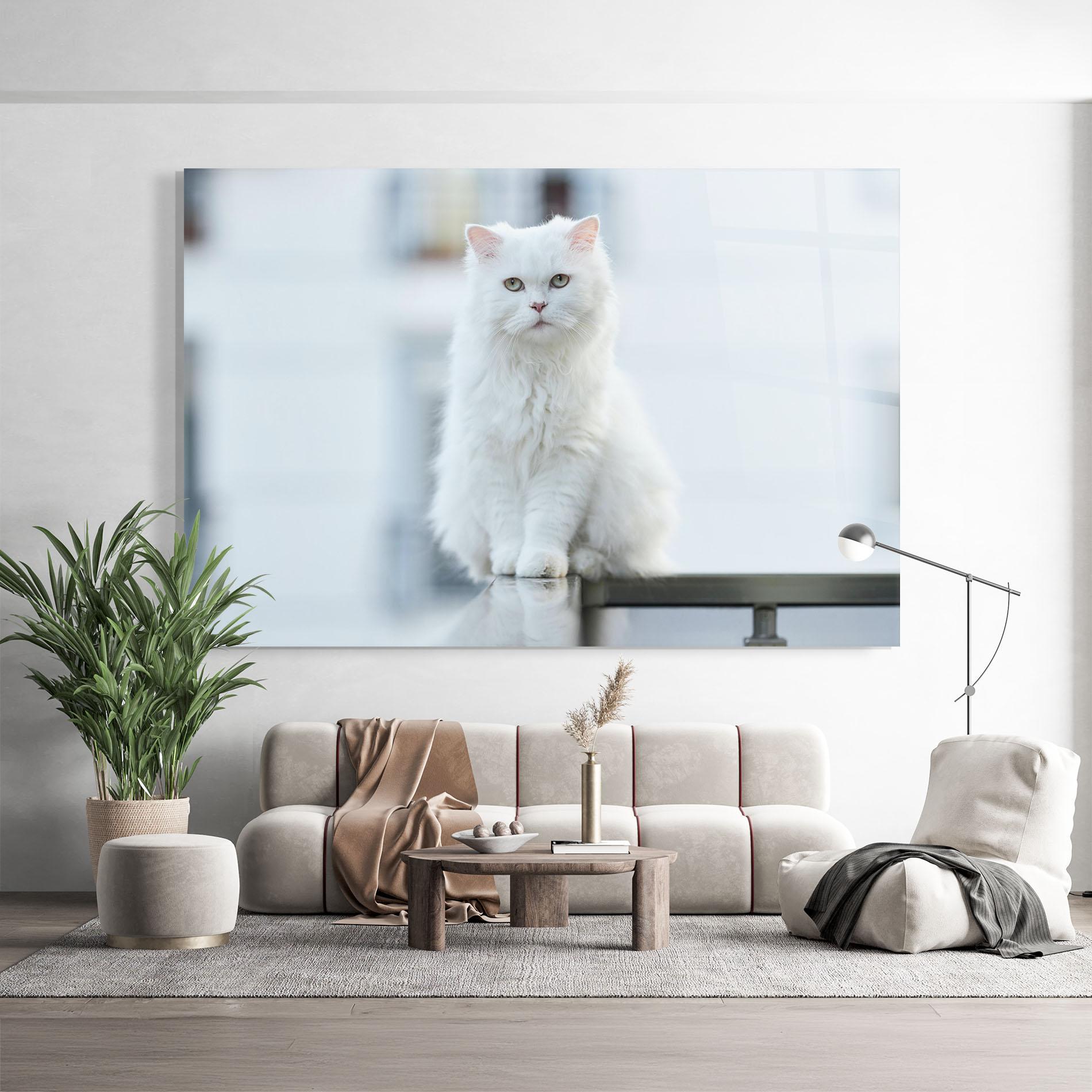 Obraz na Szkle Big White Cat mockup 9