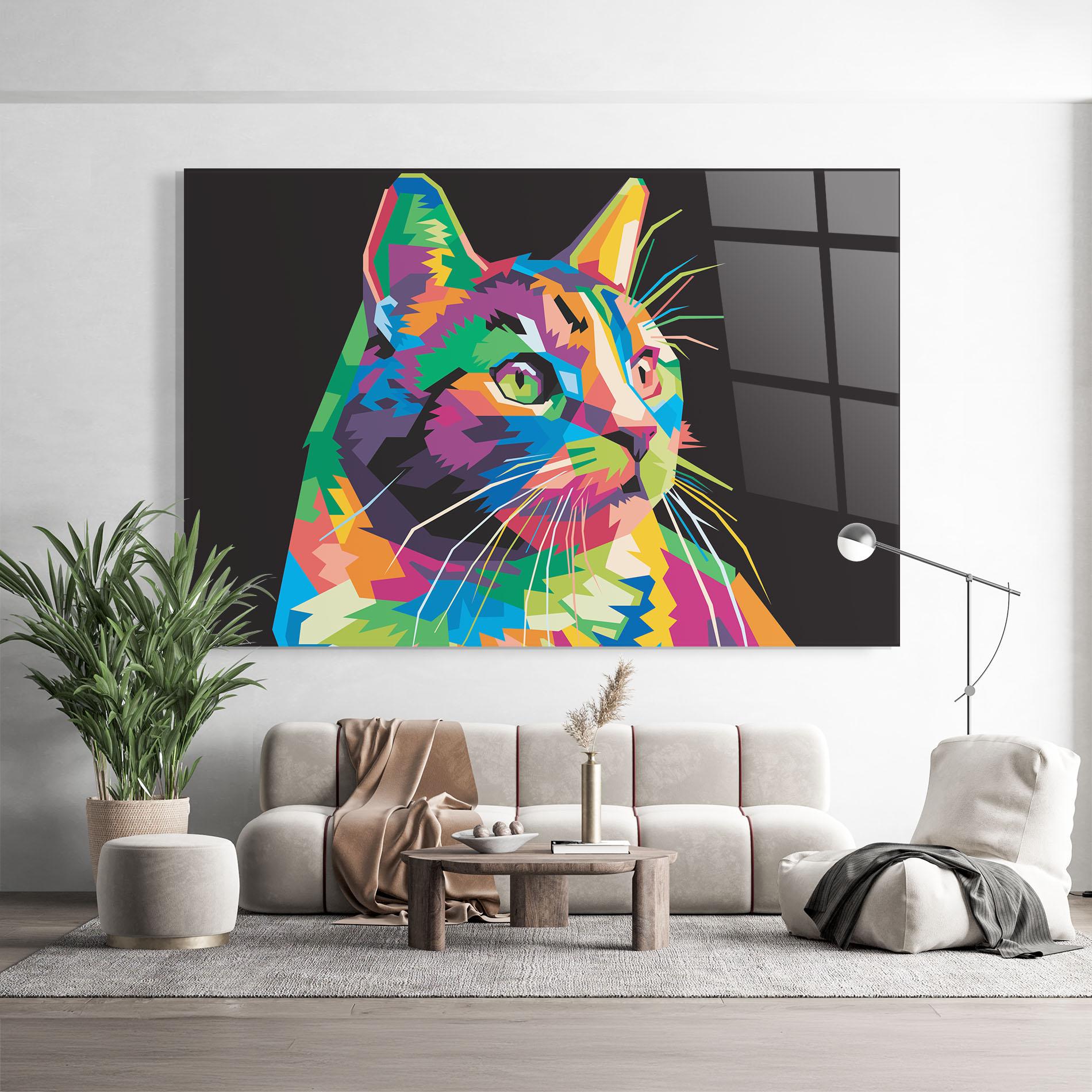 Obraz na Szkle Color Mix Cat mockup 9