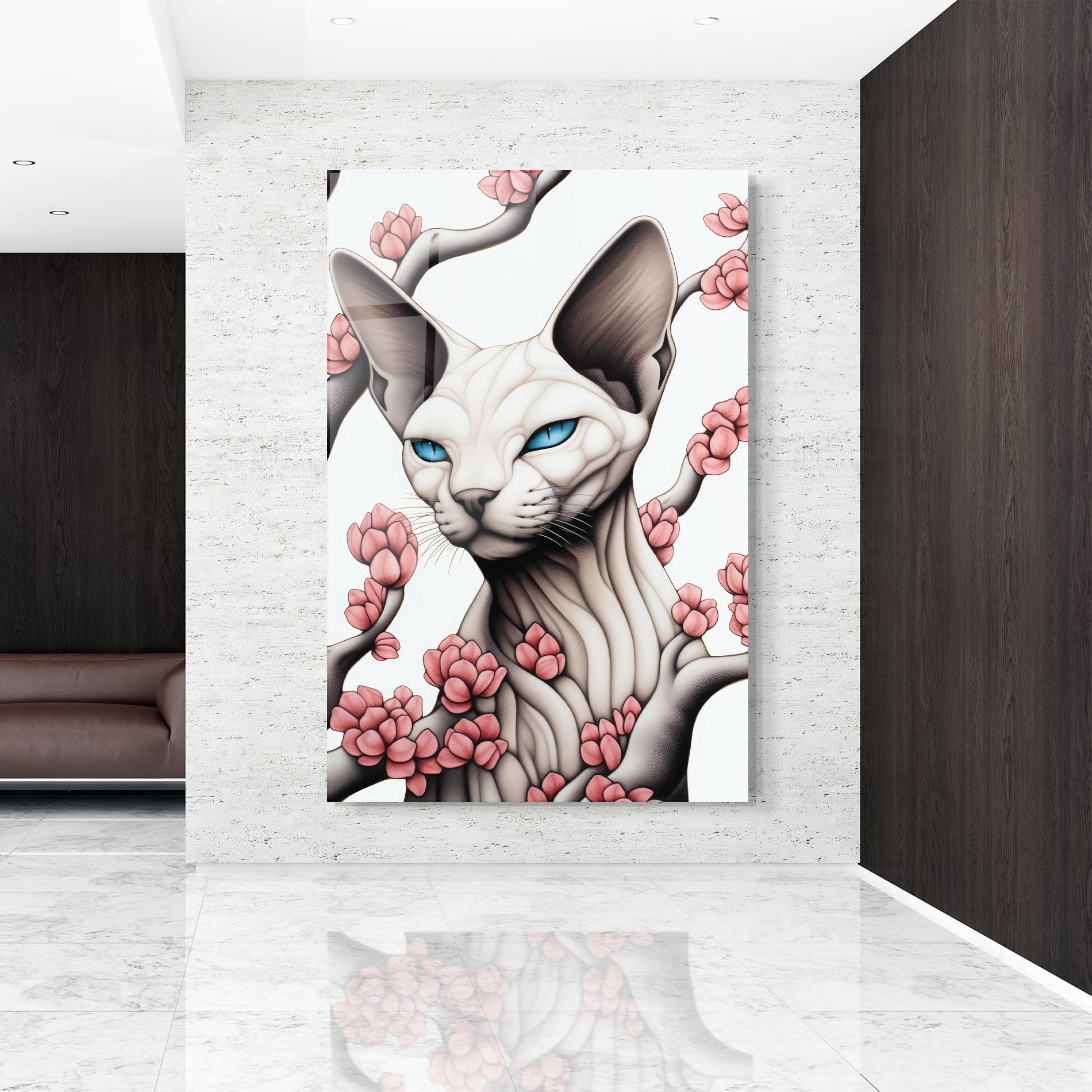 Obraz na Szkle Blue Eyes Cat Drawing mockup 9