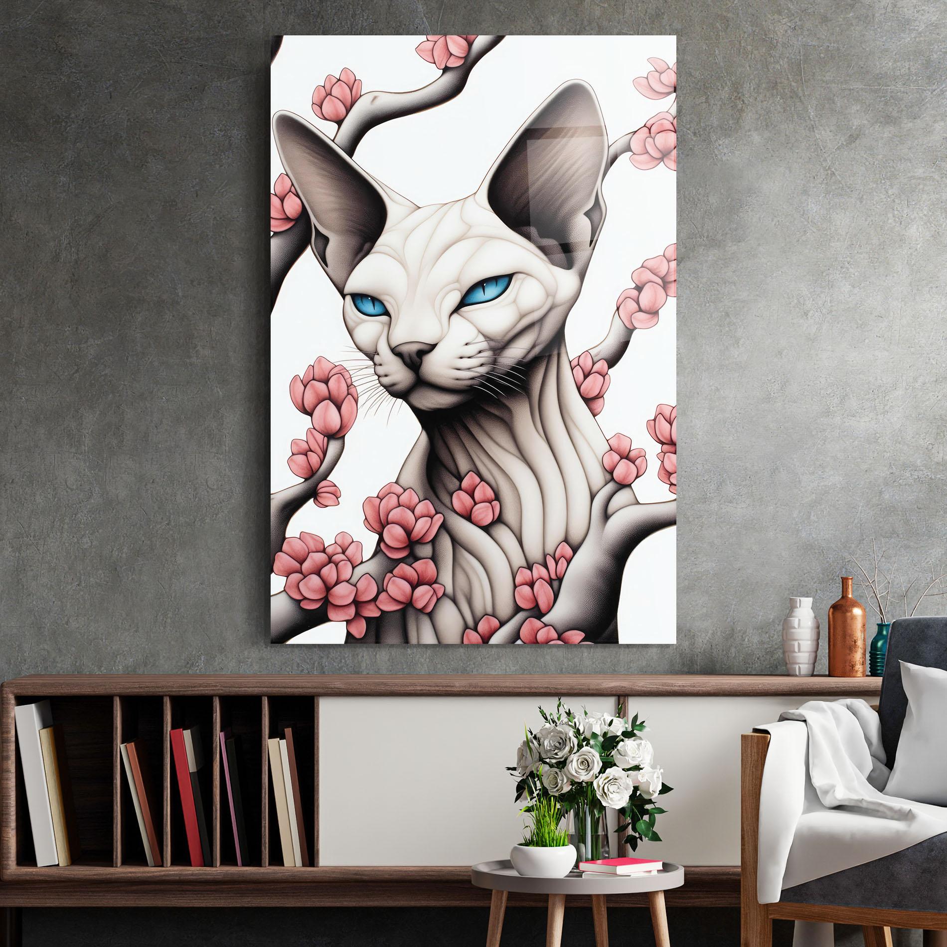 Obraz na Szkle Blue Eyes Cat Drawing mockup 2