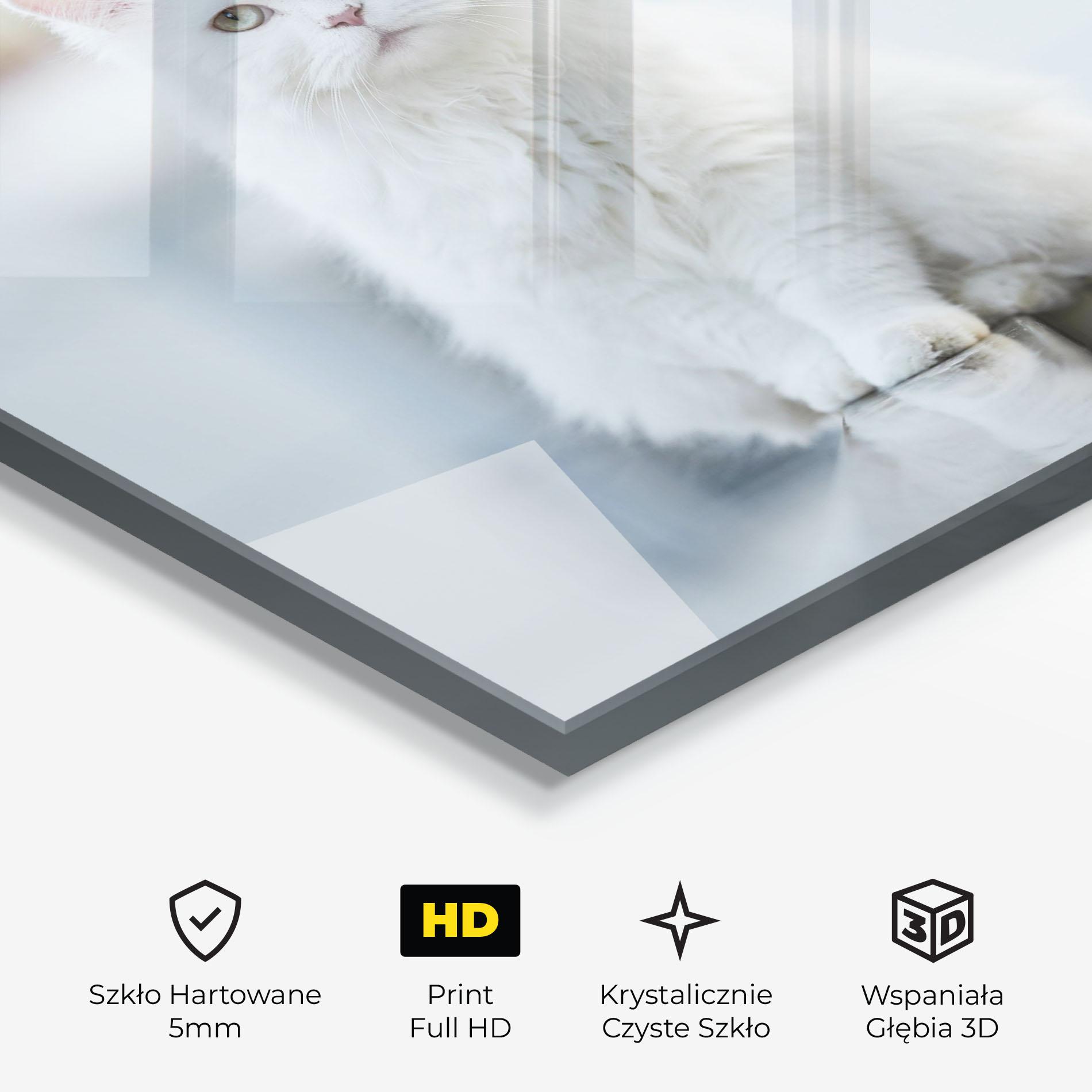 Obraz na Szkle Big White Cat mockup 3
