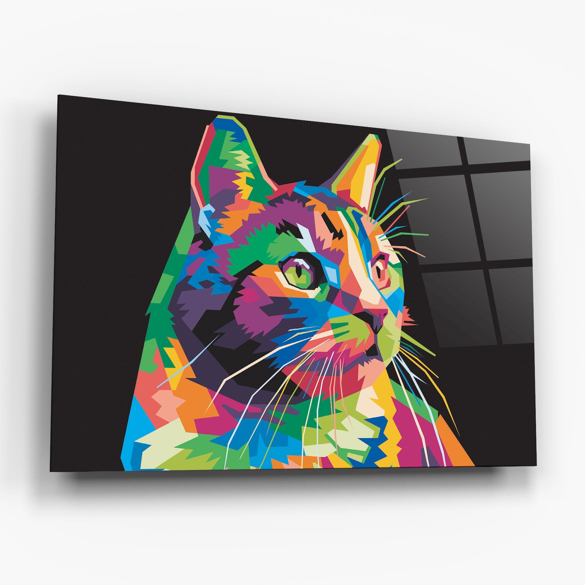 Obraz na Szkle Color Mix Cat mockup 6