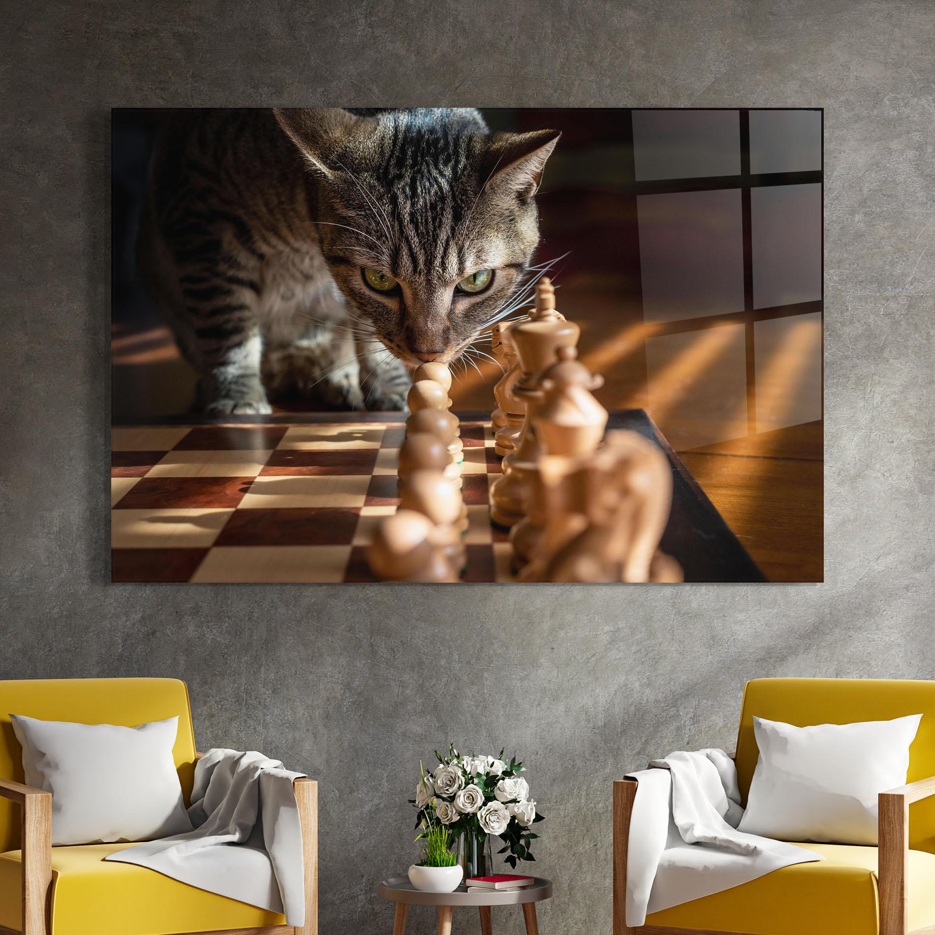 Obraz na Szkle Chess Cat mockup 4