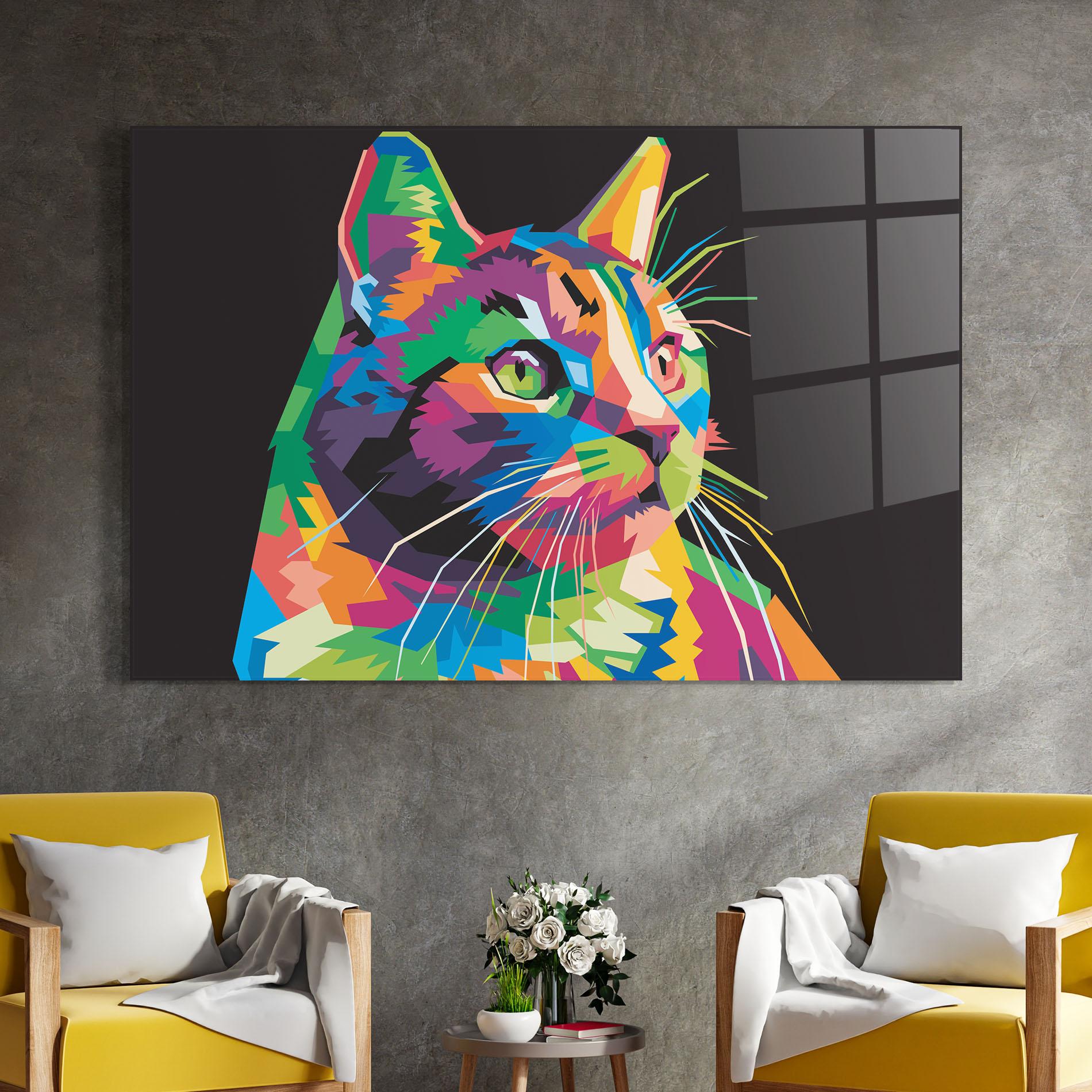 Obraz na Szkle Color Mix Cat mockup 4