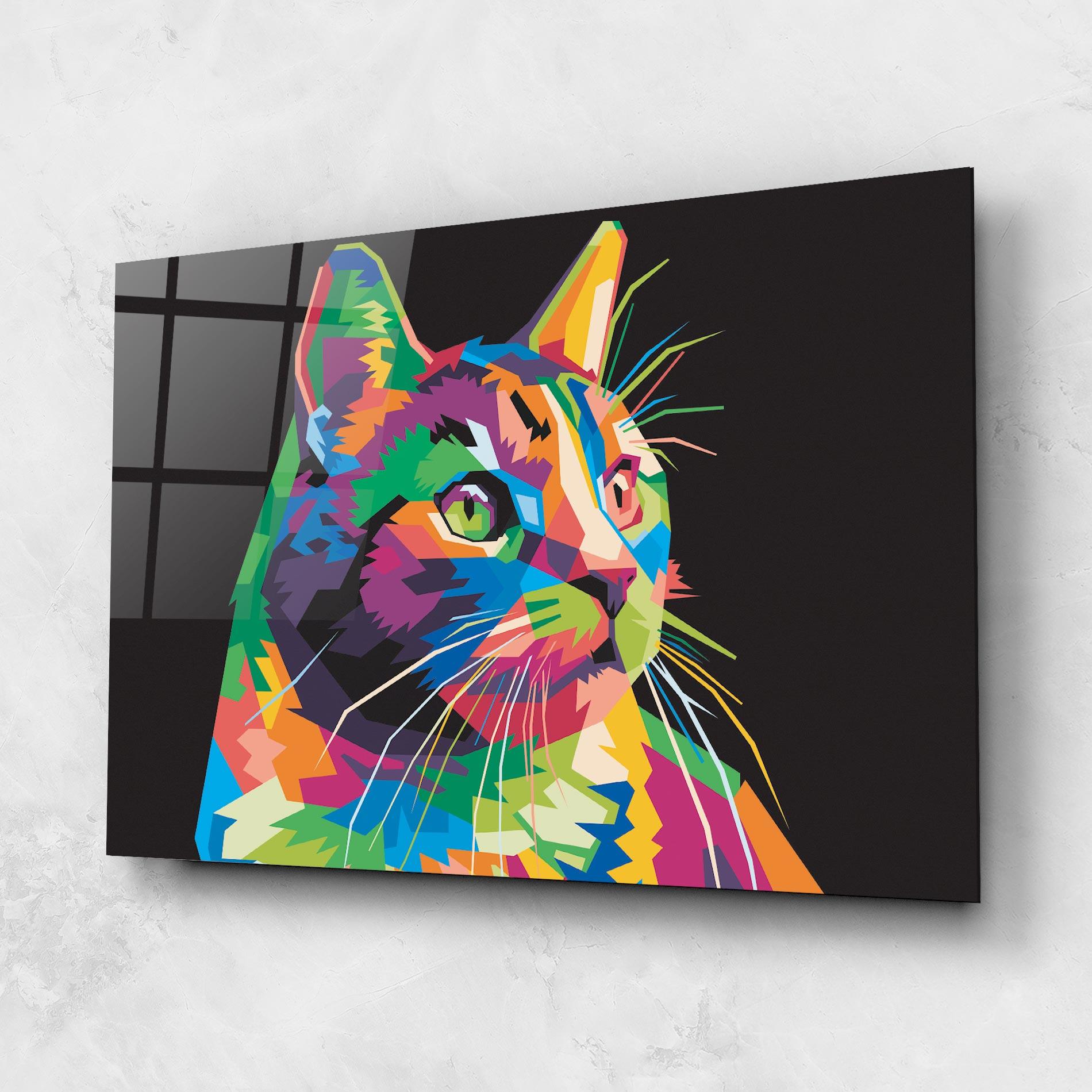 Obraz na Szkle Color Mix Cat mockup 1