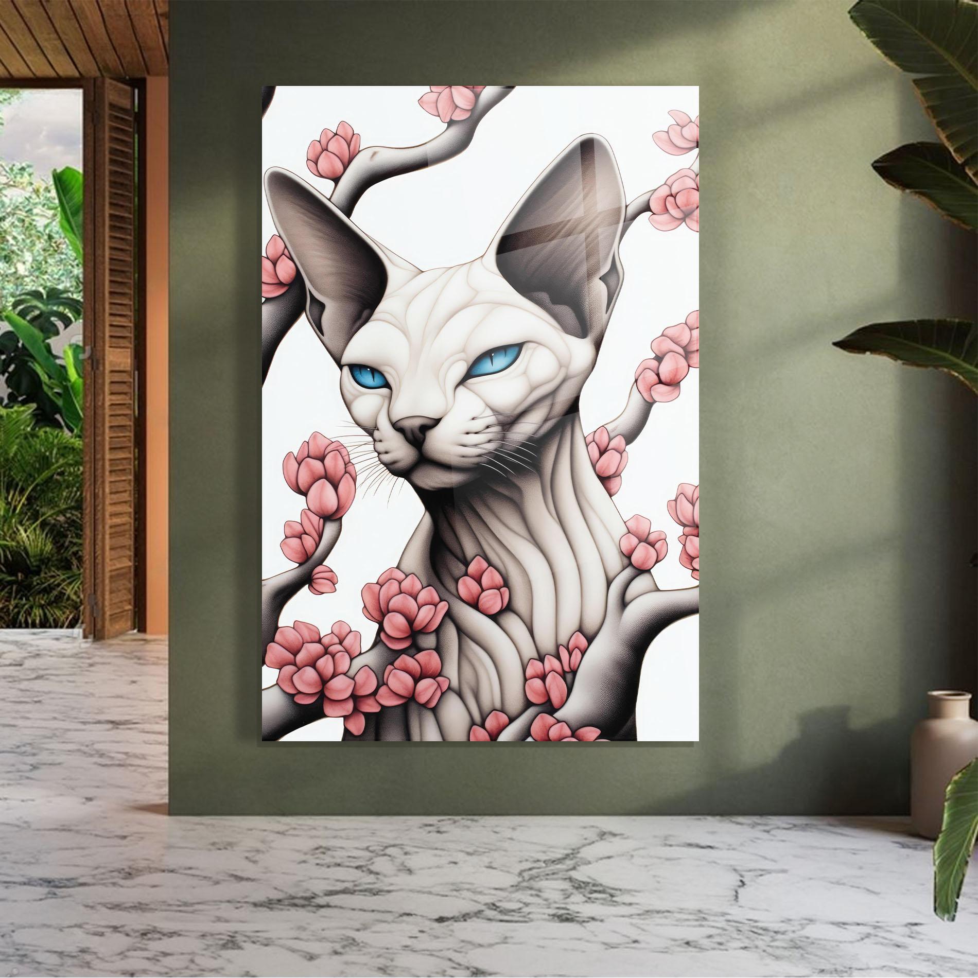 Obraz na Szkle Blue Eyes Cat Drawing mockup 7