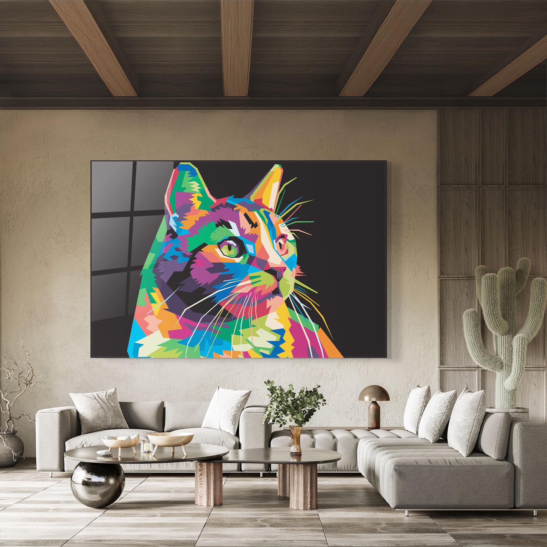 Obraz na Szkle Color Mix Cat mockup 8