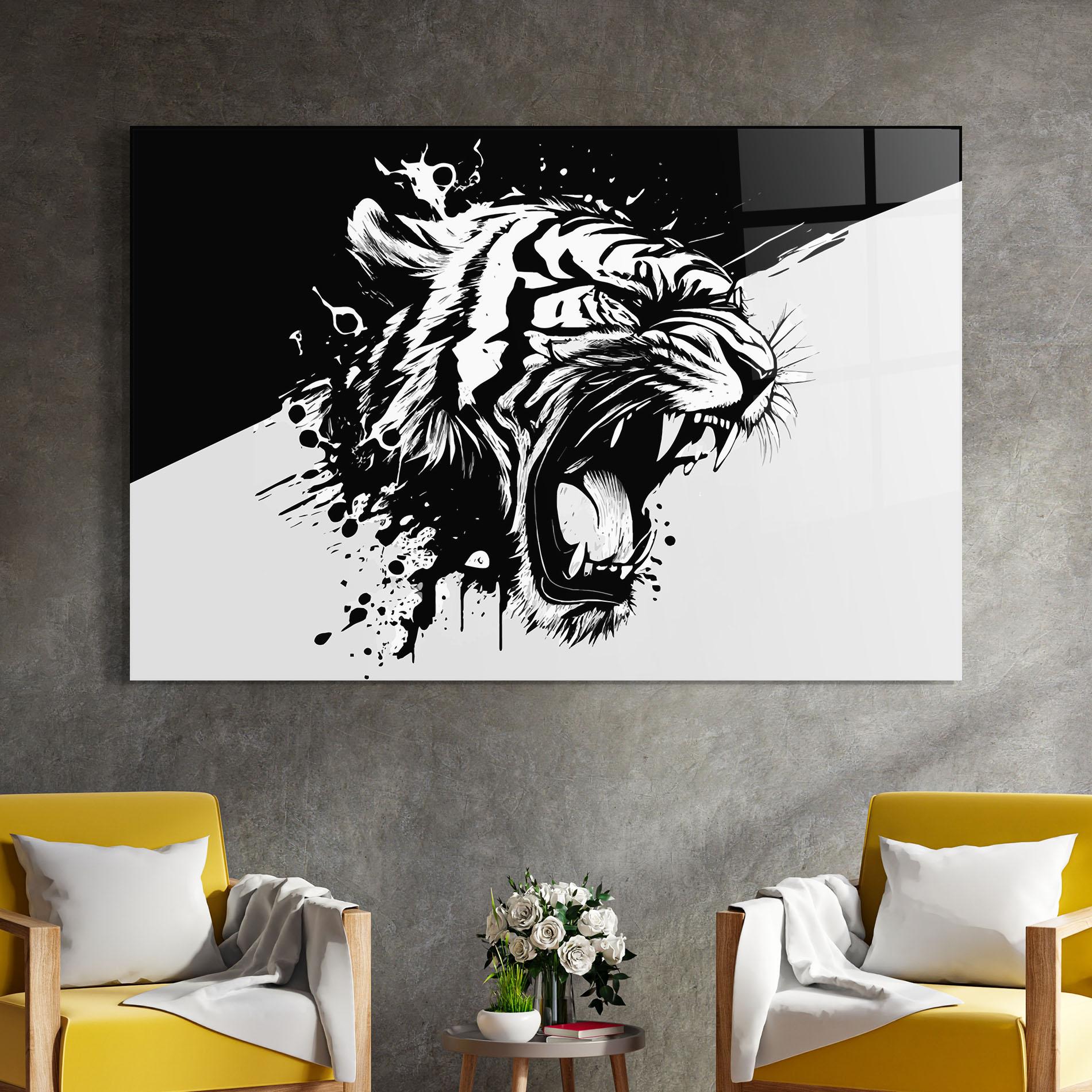 Obraz na Szkle Black Grey Tiger mockup 4