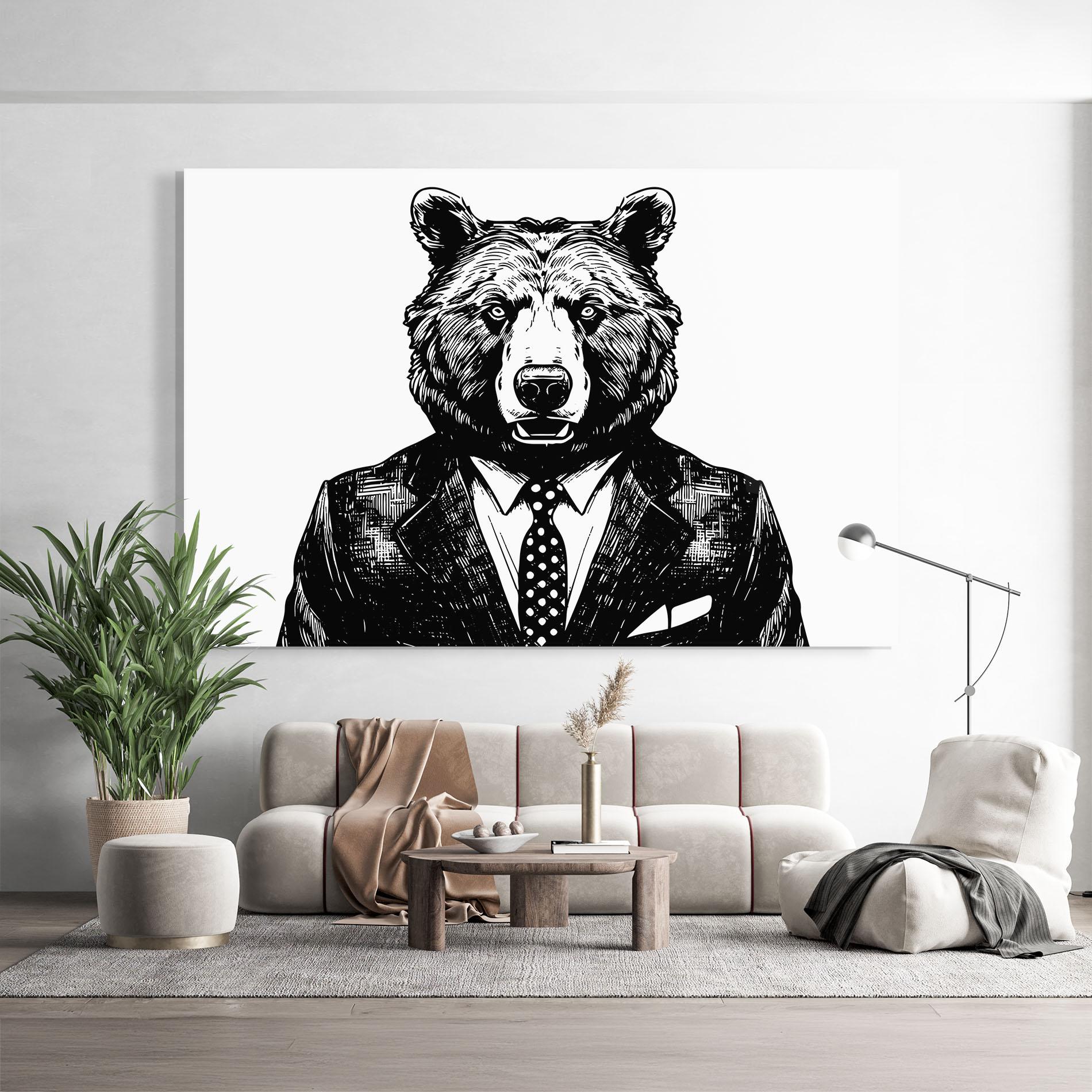 Obraz na Szkle Bear In Suit mockup 9