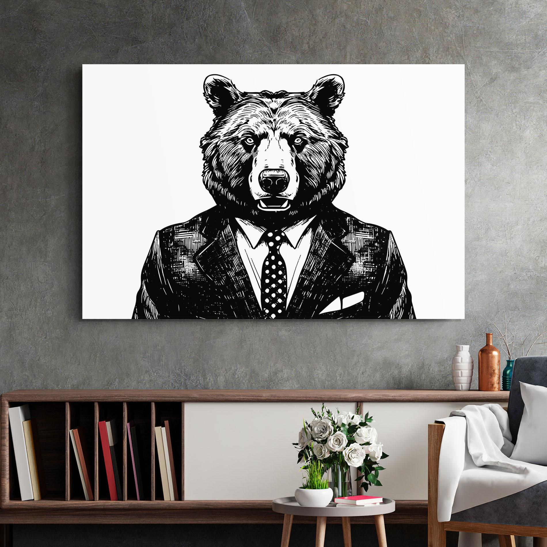 Obraz na Szkle Bear In Suit mockup 2