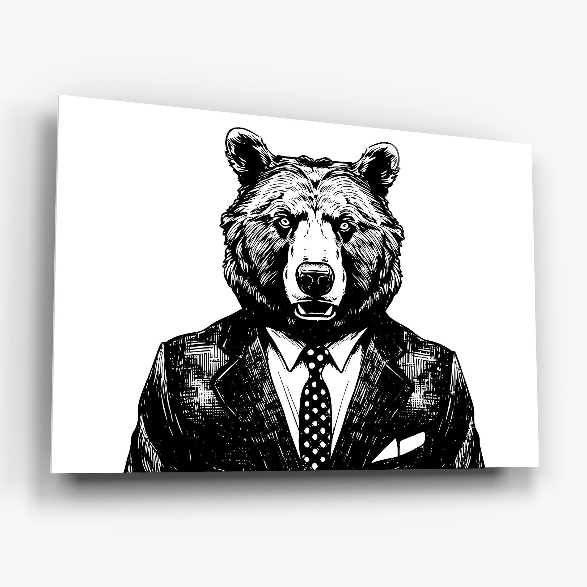 Obraz na Szkle Bear In Suit mockup 6
