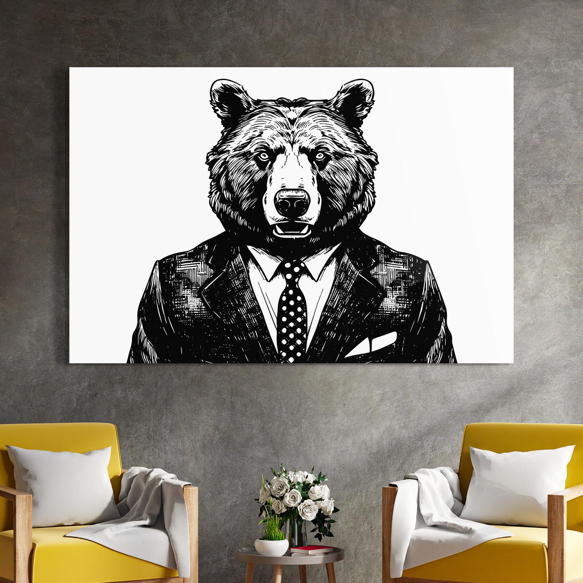 Obraz na Szkle Bear In Suit mockup 4