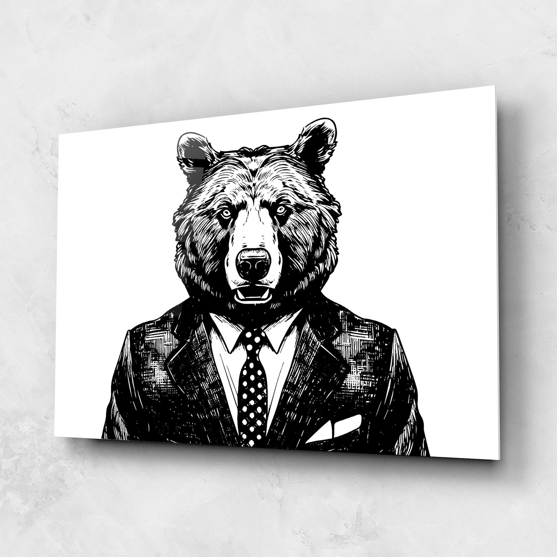 Obraz na Szkle Bear In Suit mockup 1
