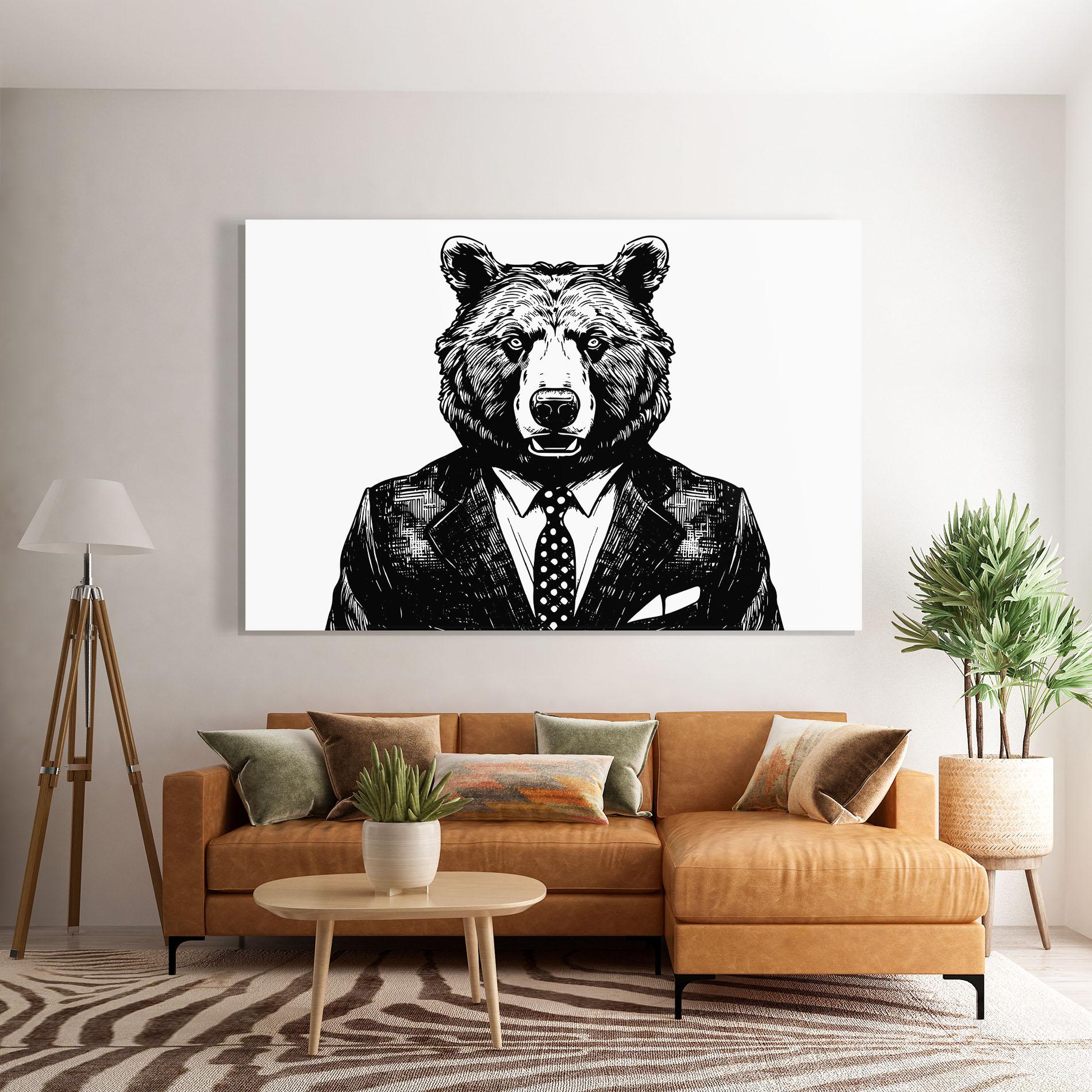 Obraz na Szkle Bear In Suit mockup 7