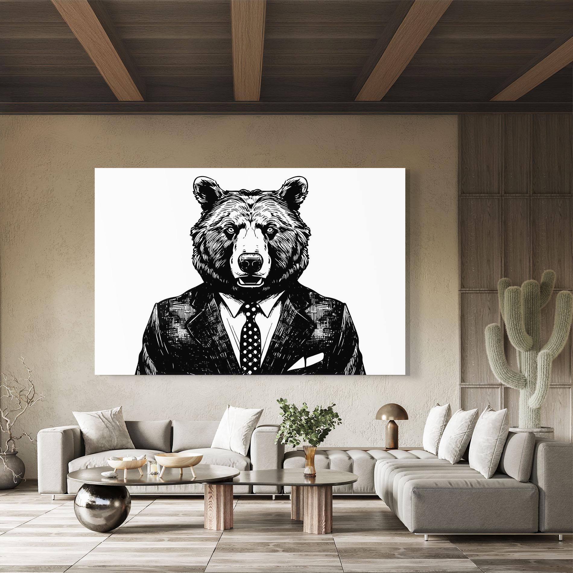 Obraz na Szkle Bear In Suit mockup 8