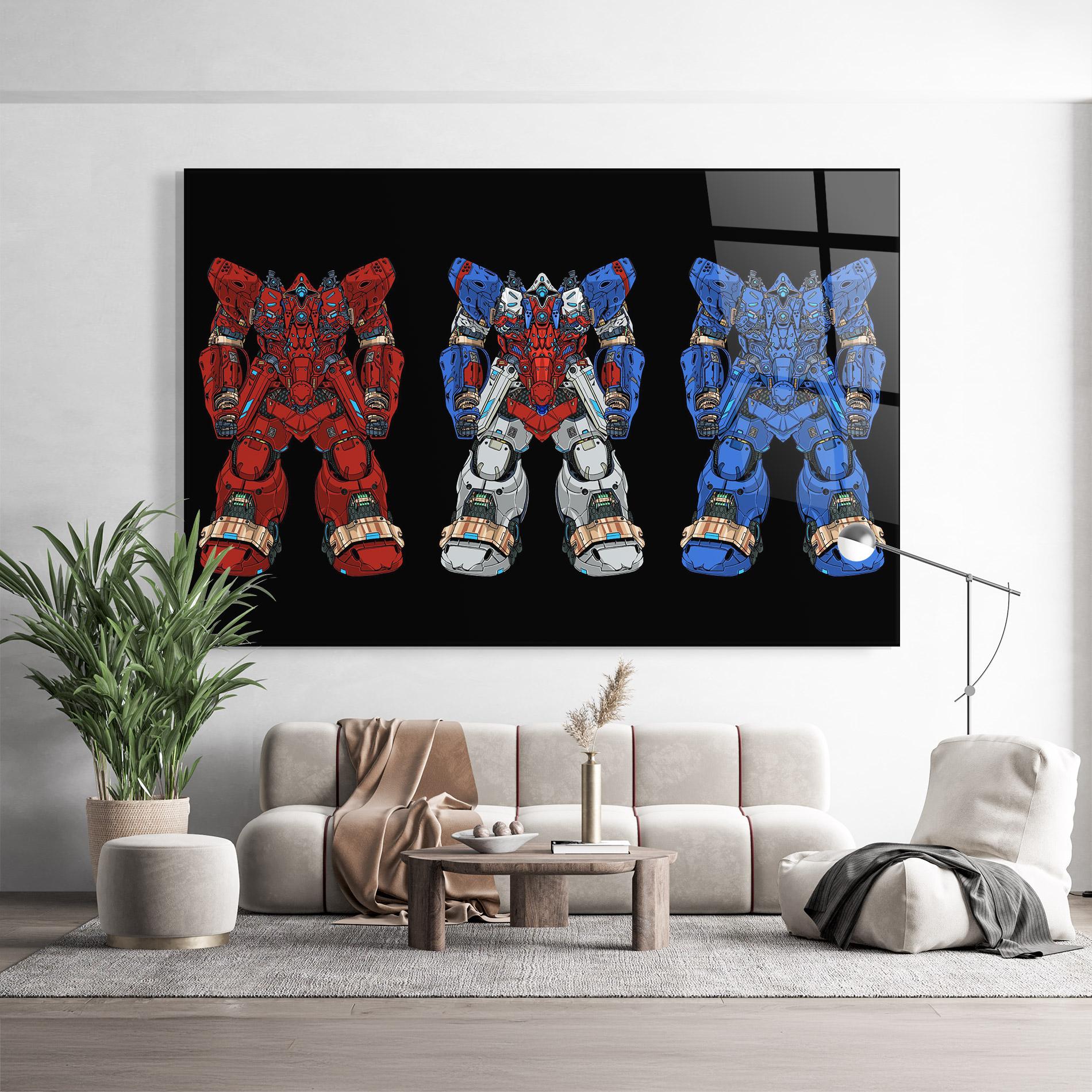 Obraz na Szkle Blue Red Robots mockup 9