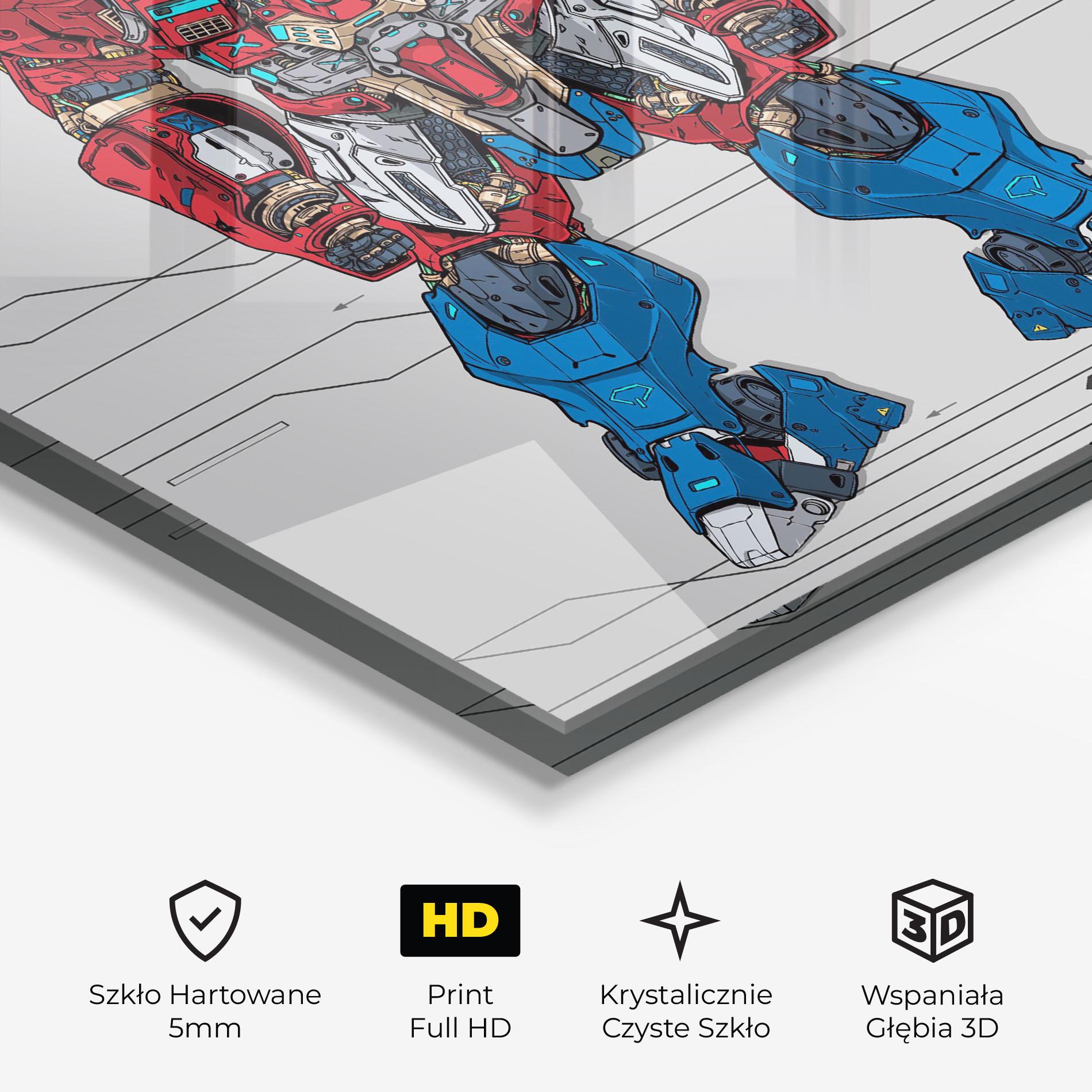 Obraz na Szkle Blue Red Robot mockup 3