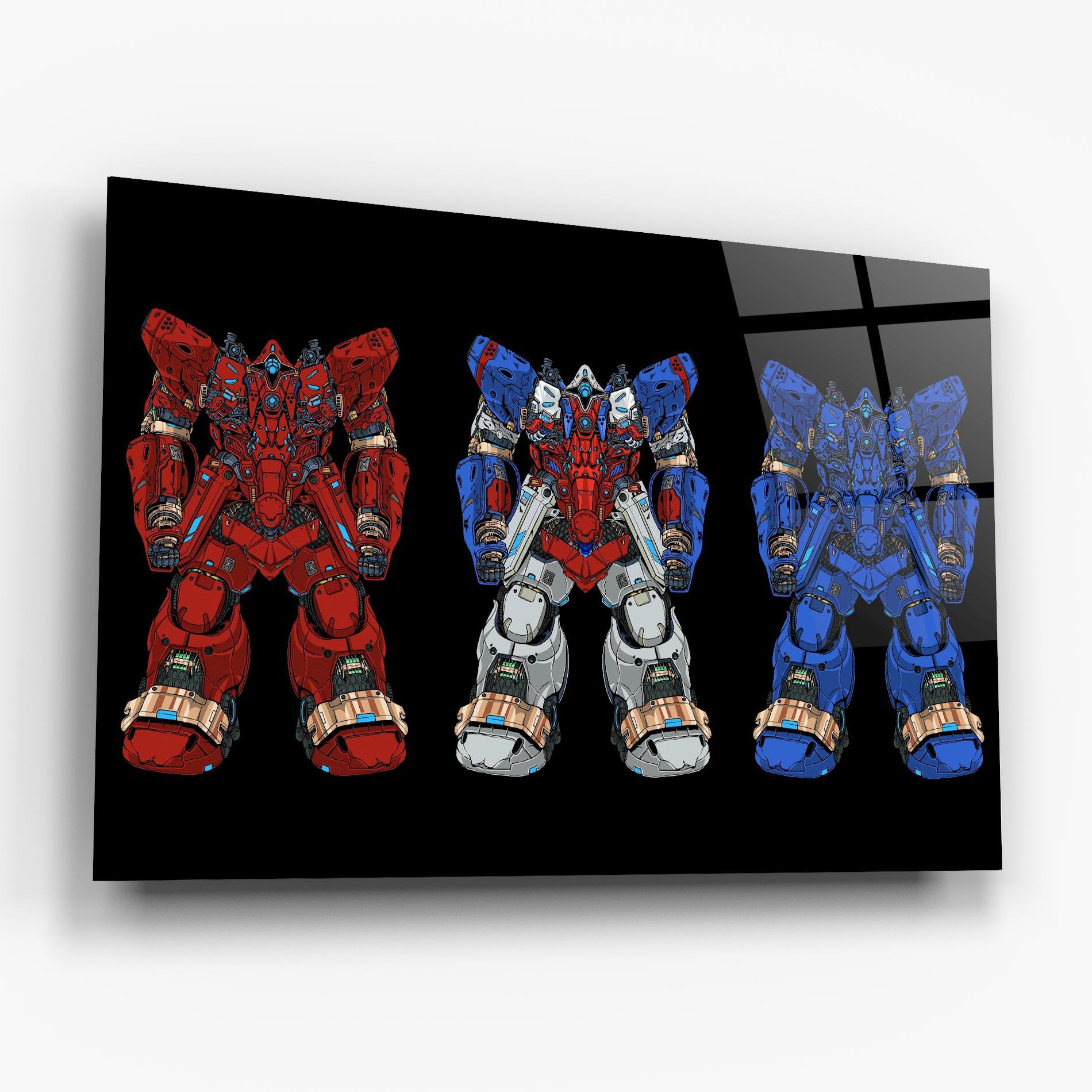 Obraz na Szkle Blue Red Robots mockup 6