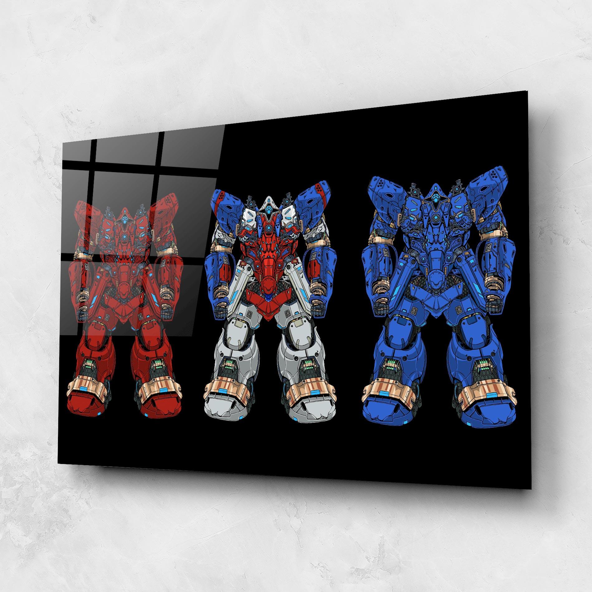 Obraz na Szkle Blue Red Robots mockup 1