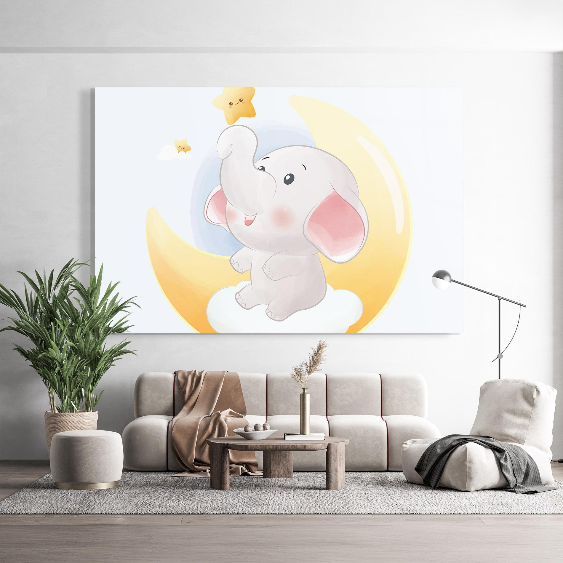 Obraz na Szkle Elephant Yellow Star mockup 9