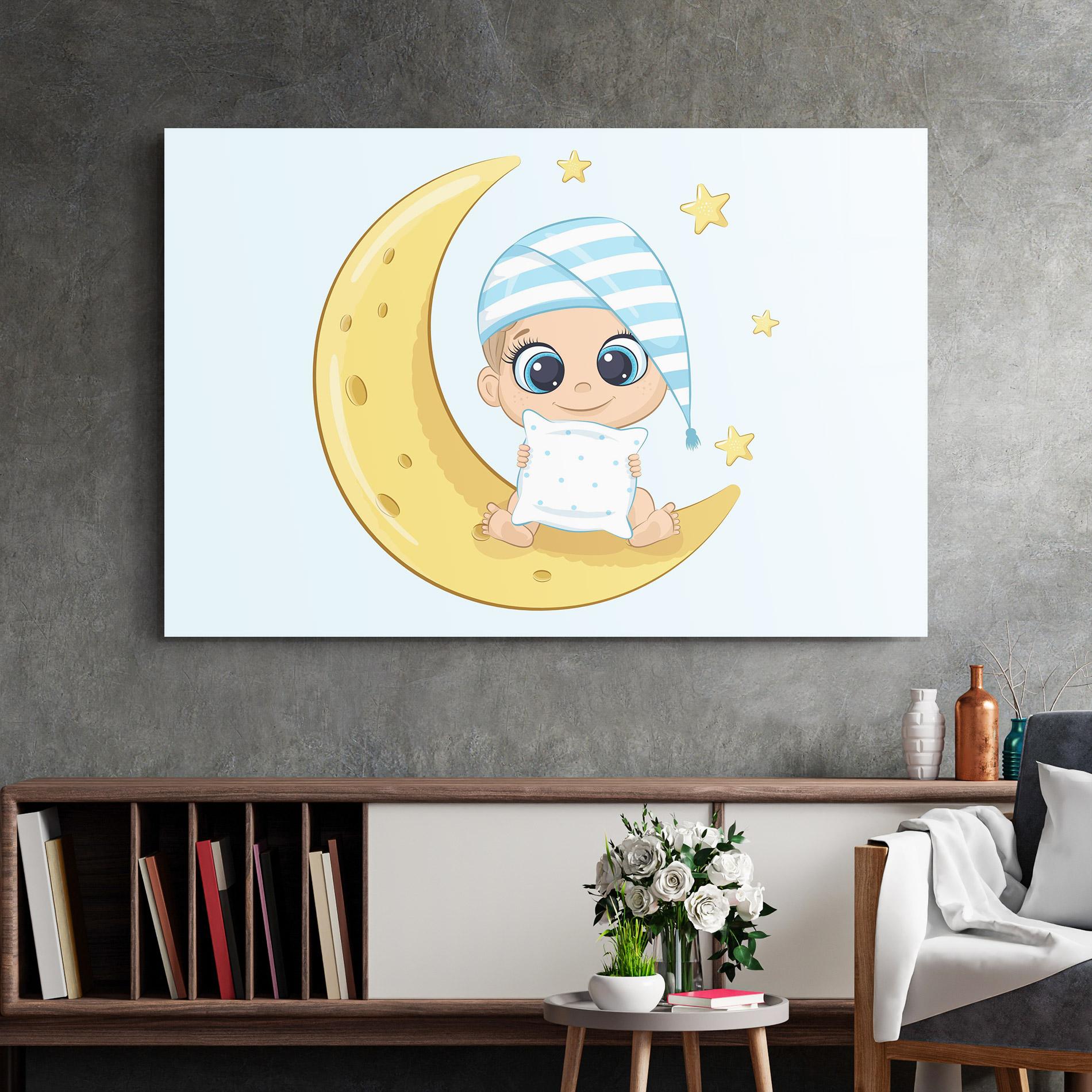 Obraz na Szkle Baby On Moon mockup 2