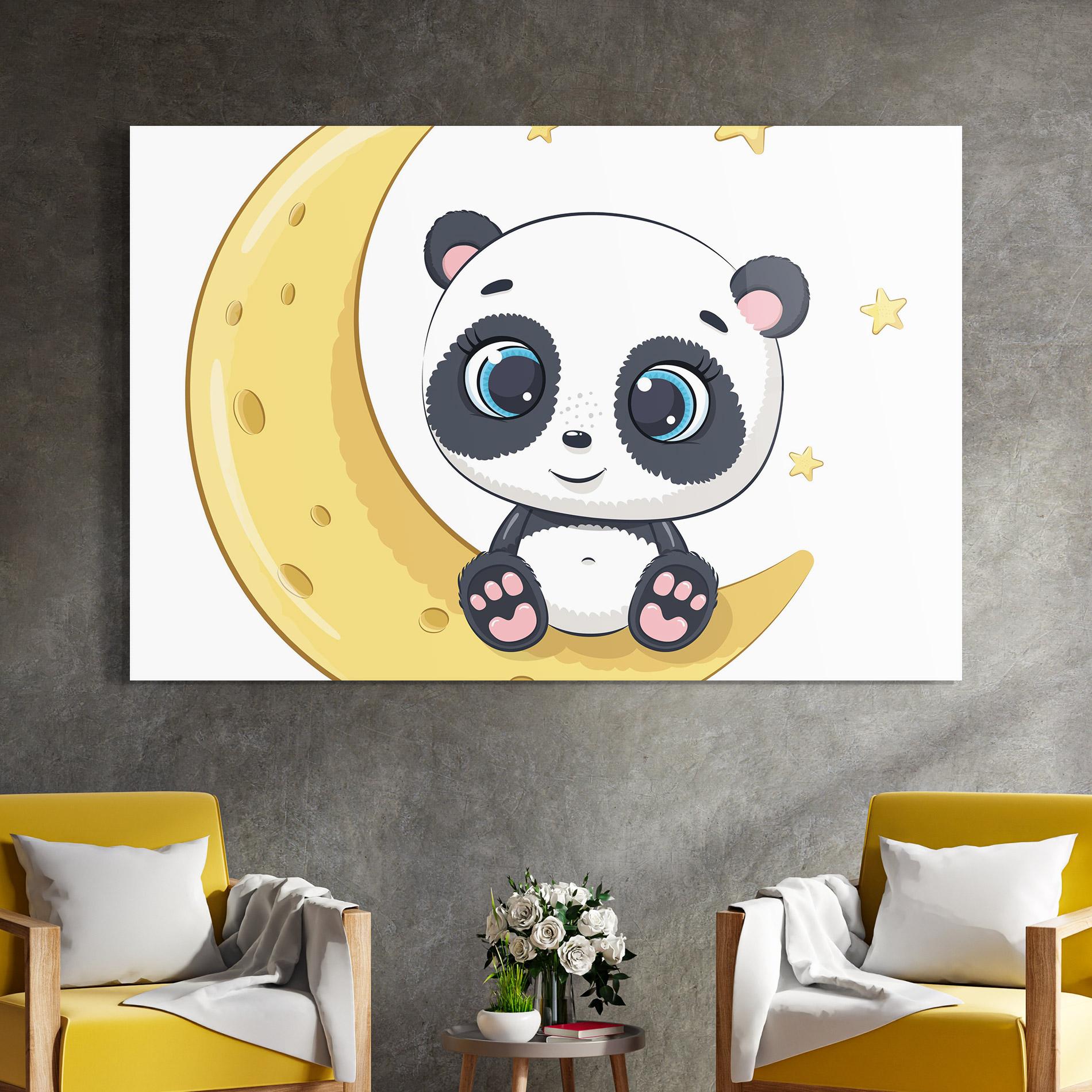 Obraz na Szkle Cute Panda Moon mockup 4