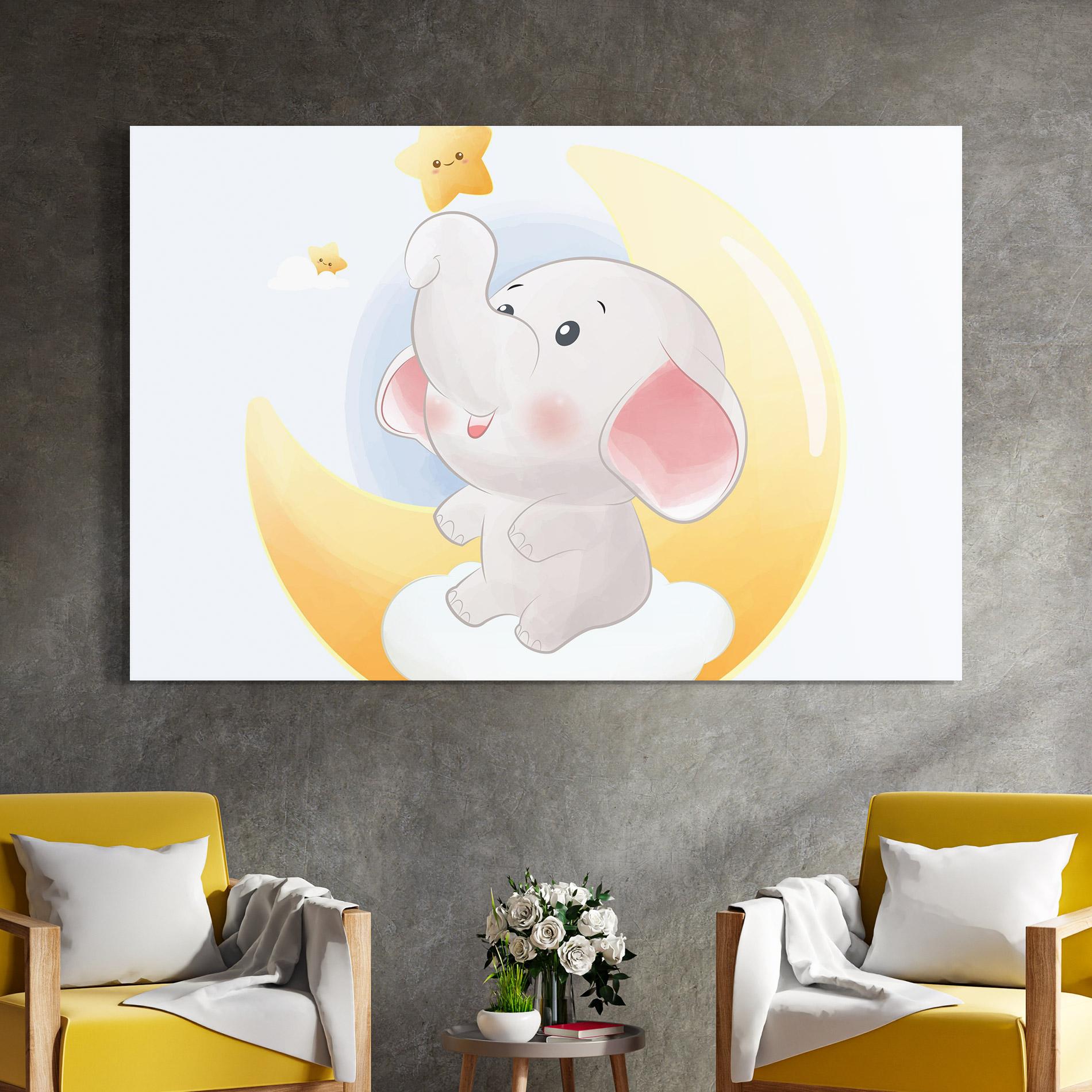 Obraz na Szkle Elephant Yellow Star mockup 4