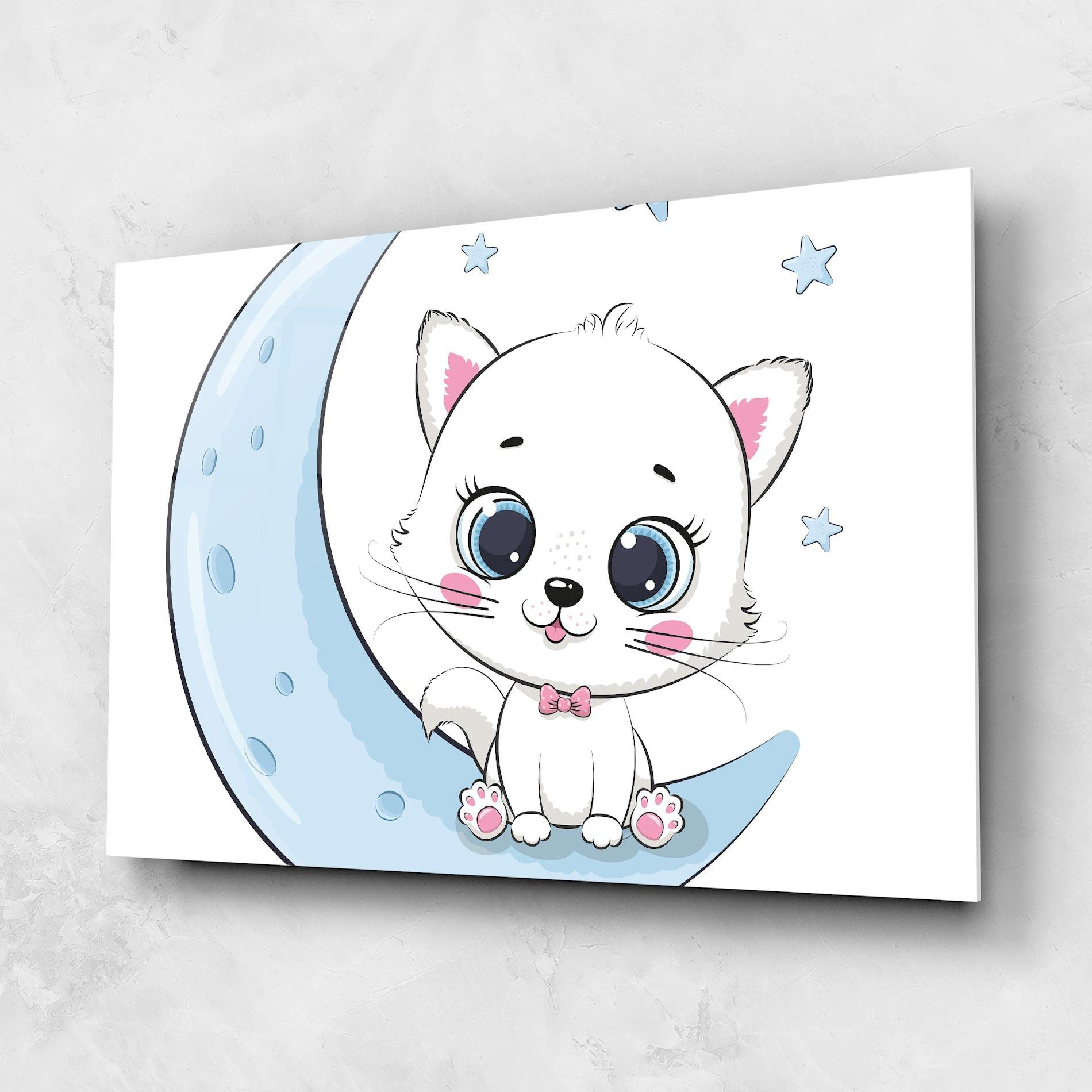 Obraz na Szkle Blue Moon Cat mockup 1