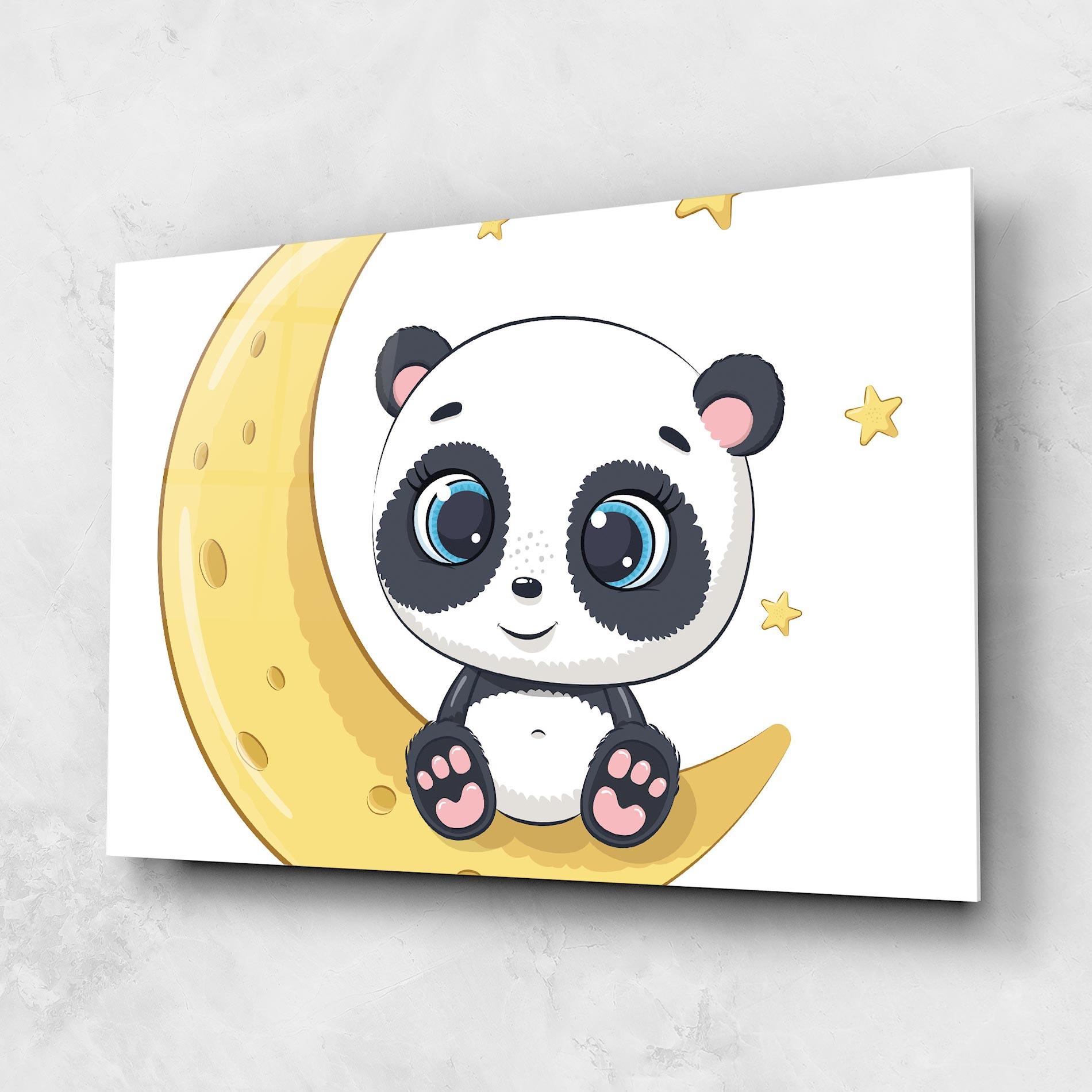 Obraz na Szkle Cute Panda Moon mockup 1