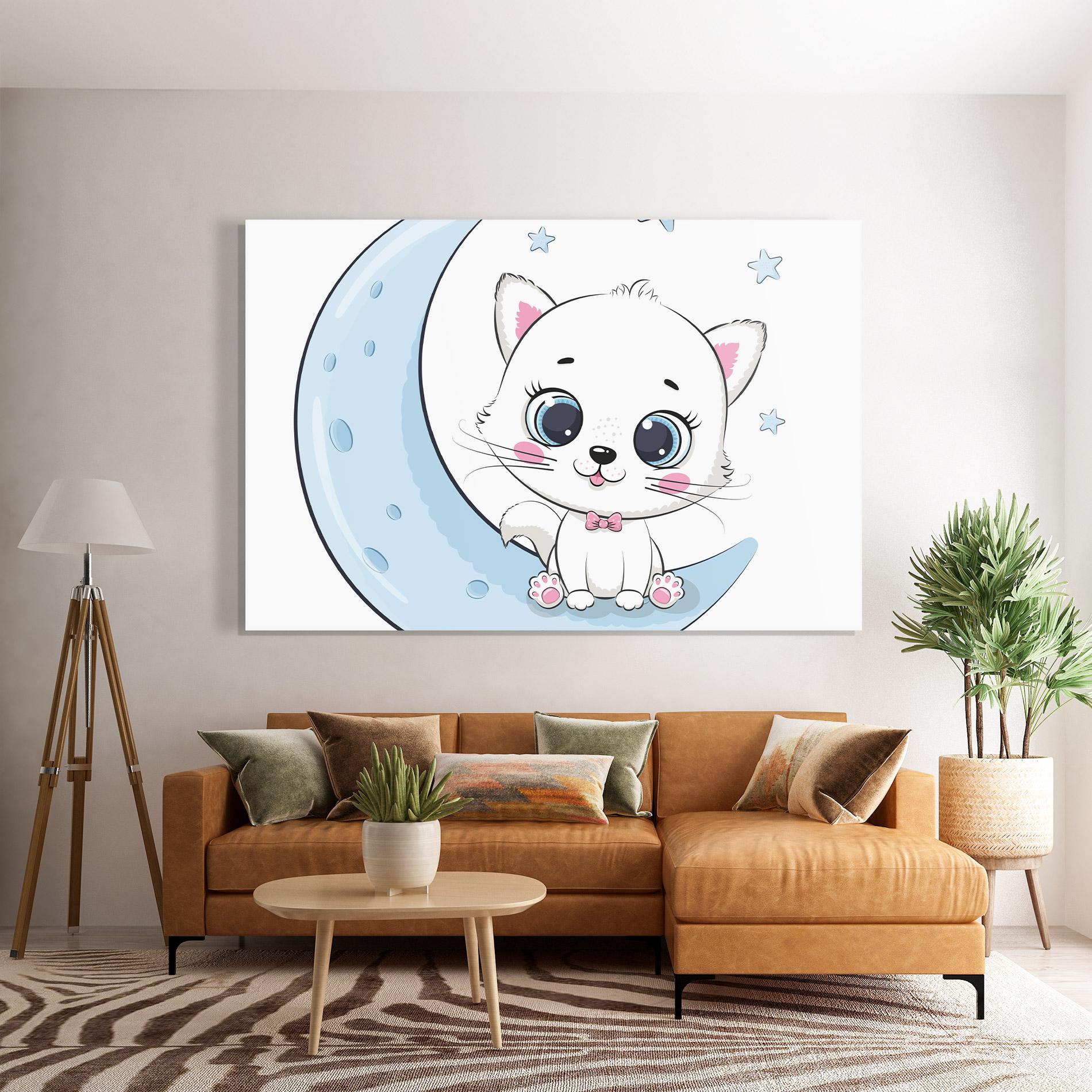 Obraz na Szkle Blue Moon Cat mockup 7