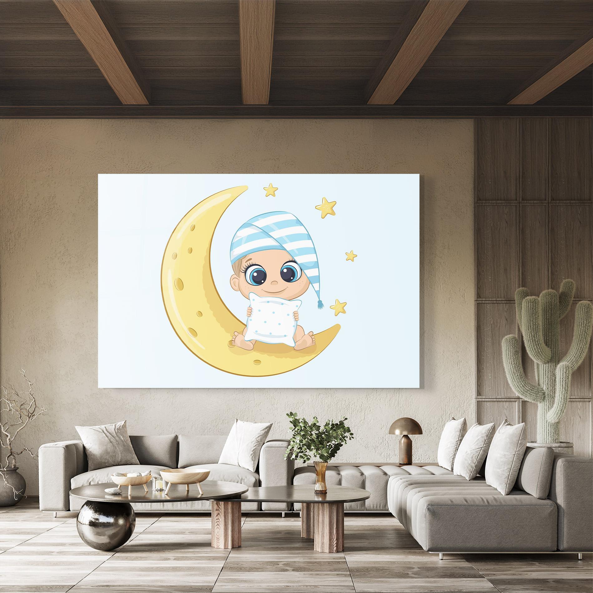 Obraz na Szkle Baby On Moon mockup 8