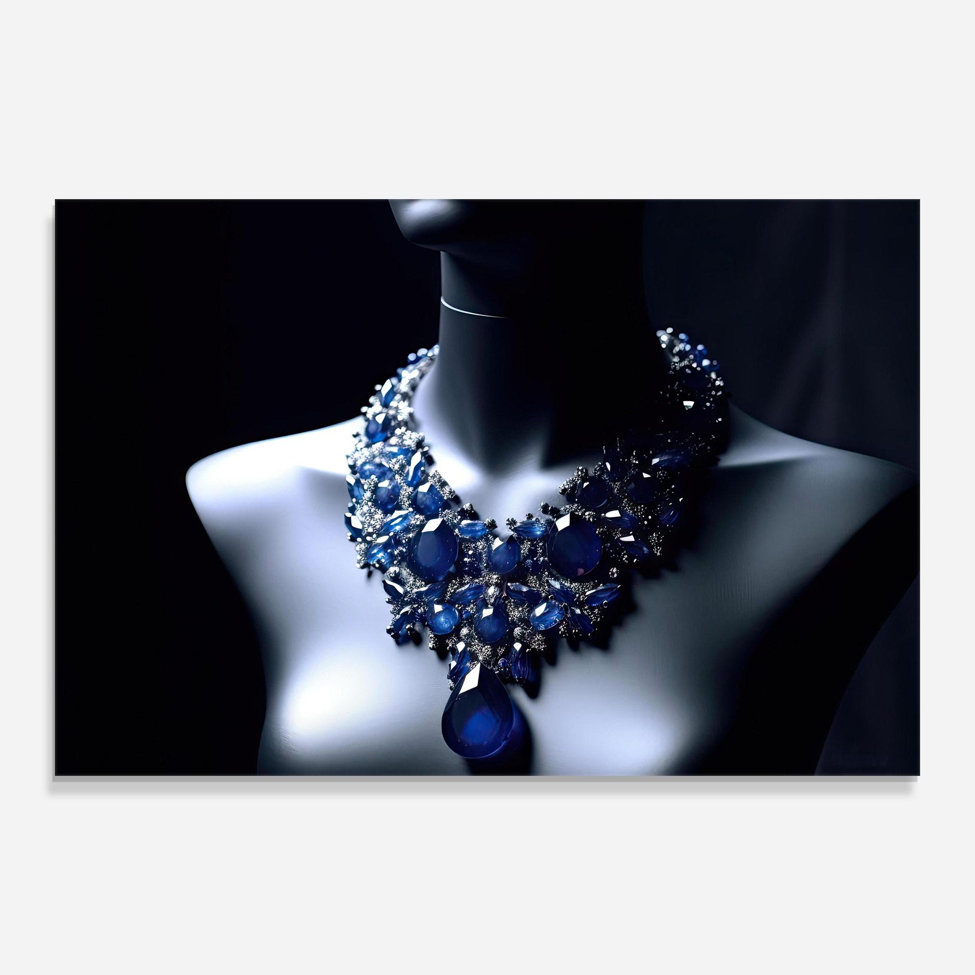 Obraz na Szkle Blue Diamonds Necklace mockup 0