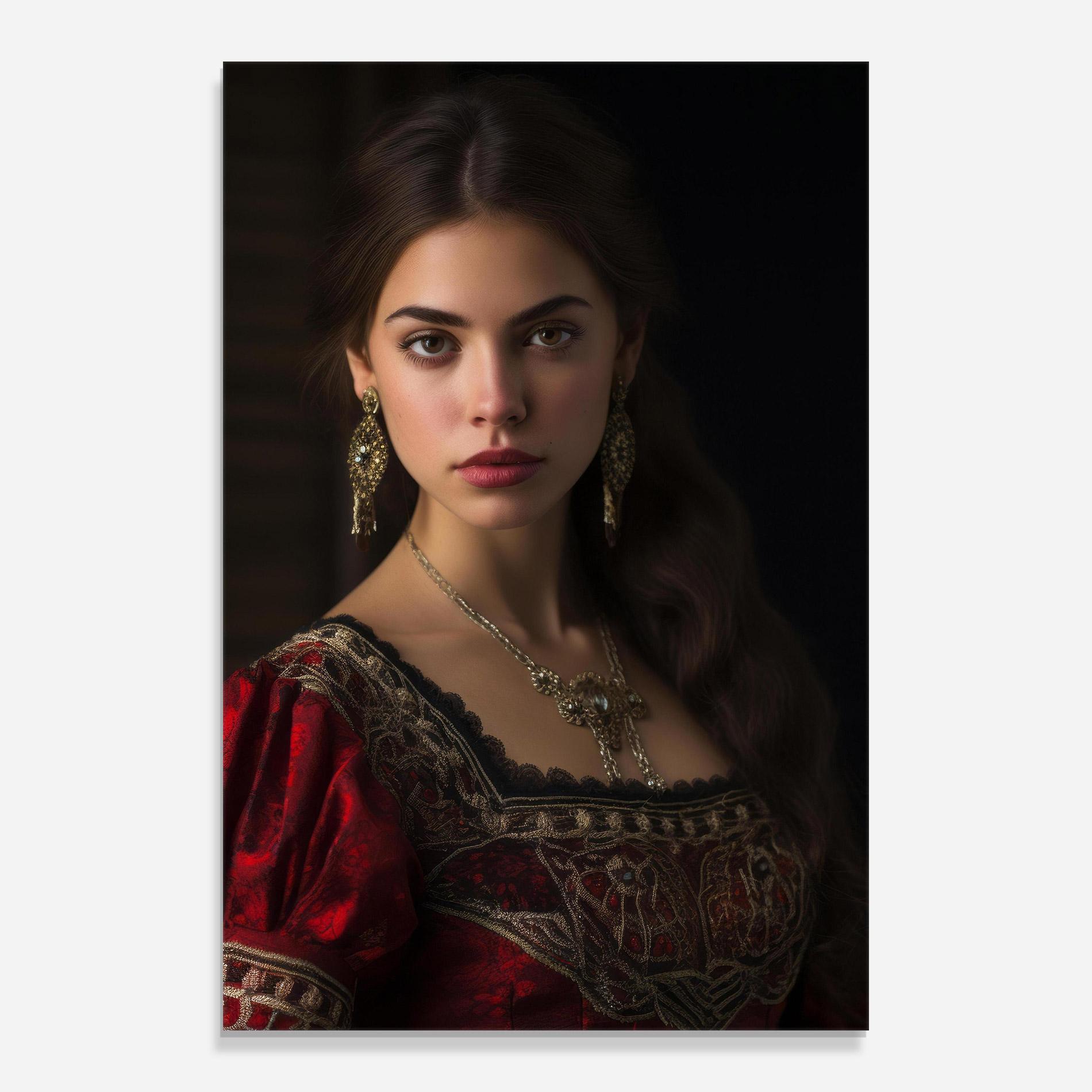 Obraz na Szkle Gold Jewelry Red Dress mockup 0