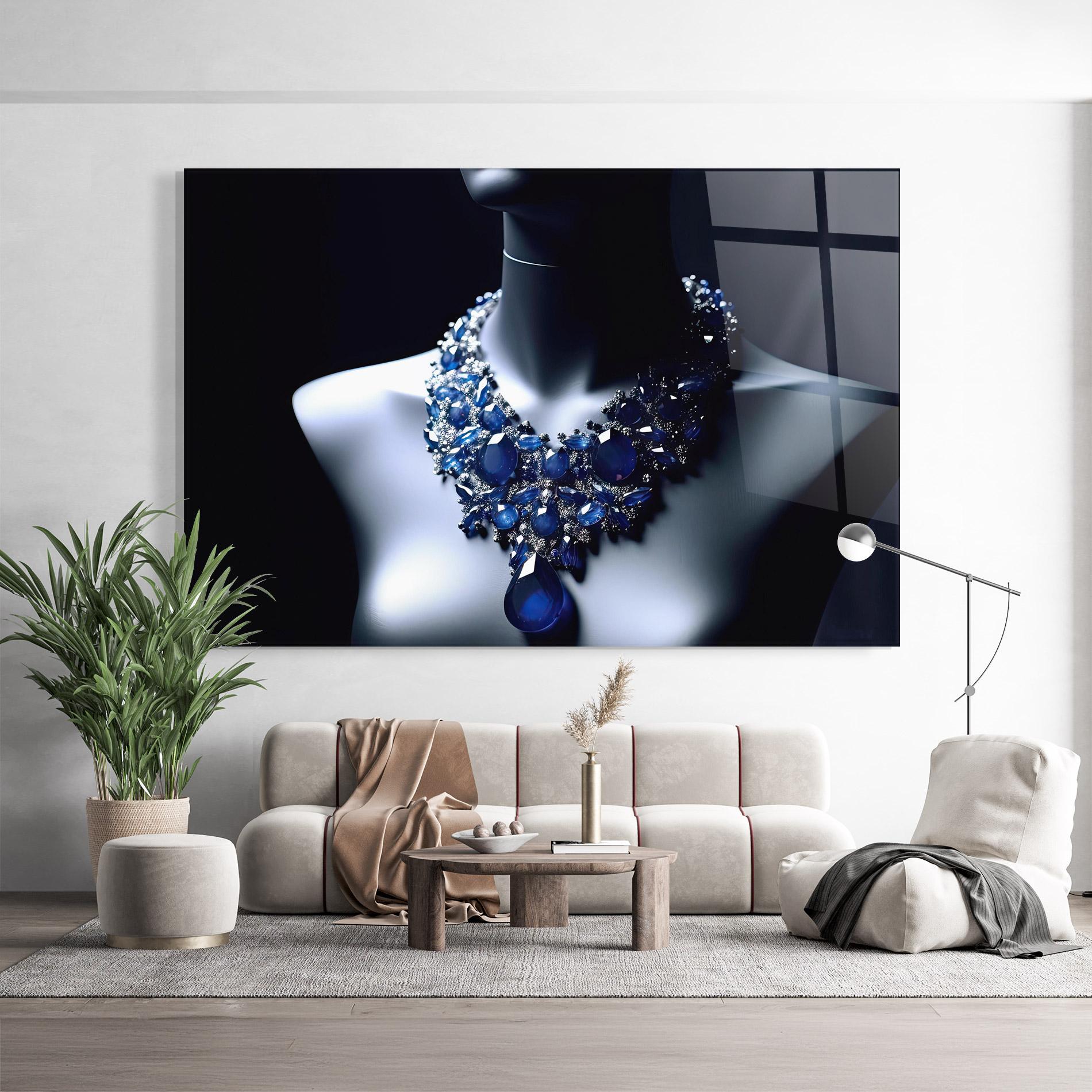 Obraz na Szkle Blue Diamonds Necklace mockup 9