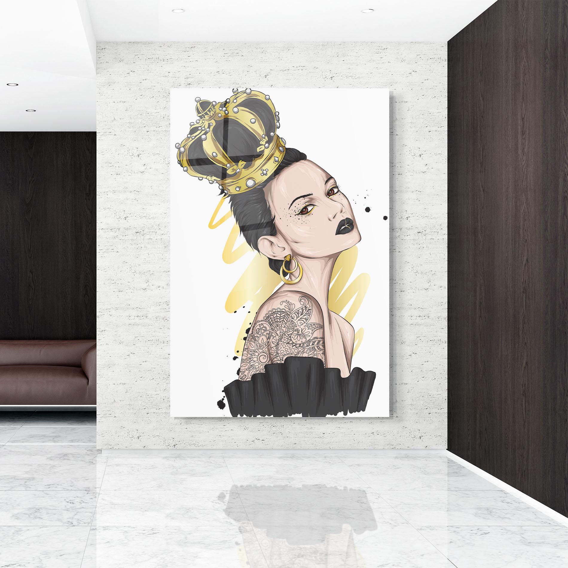 Obraz na Szkle Black Hair Crown mockup 9