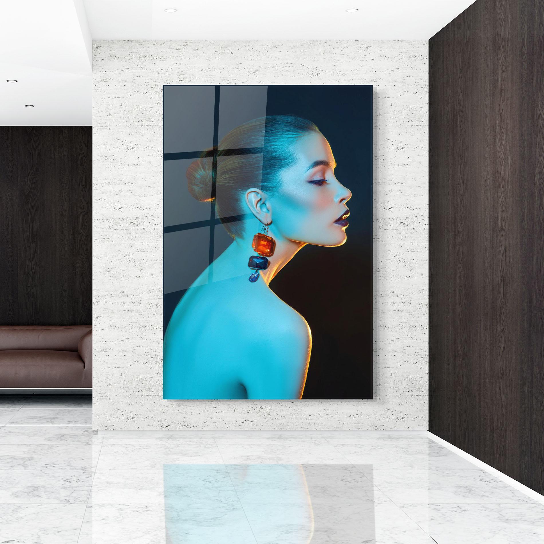 Obraz na Szkle Blue Light Earring mockup 9