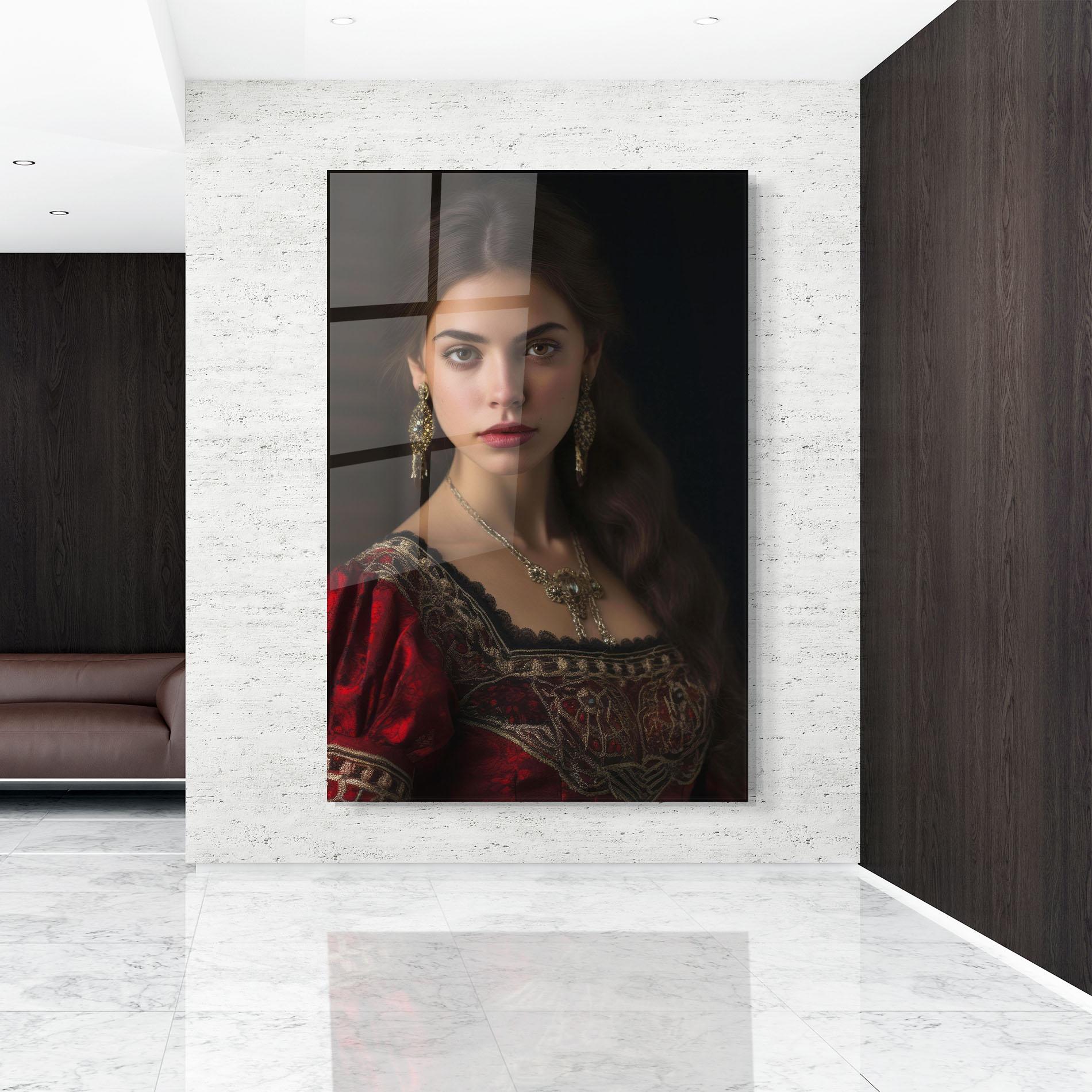 Obraz na Szkle Gold Jewelry Red Dress mockup 9