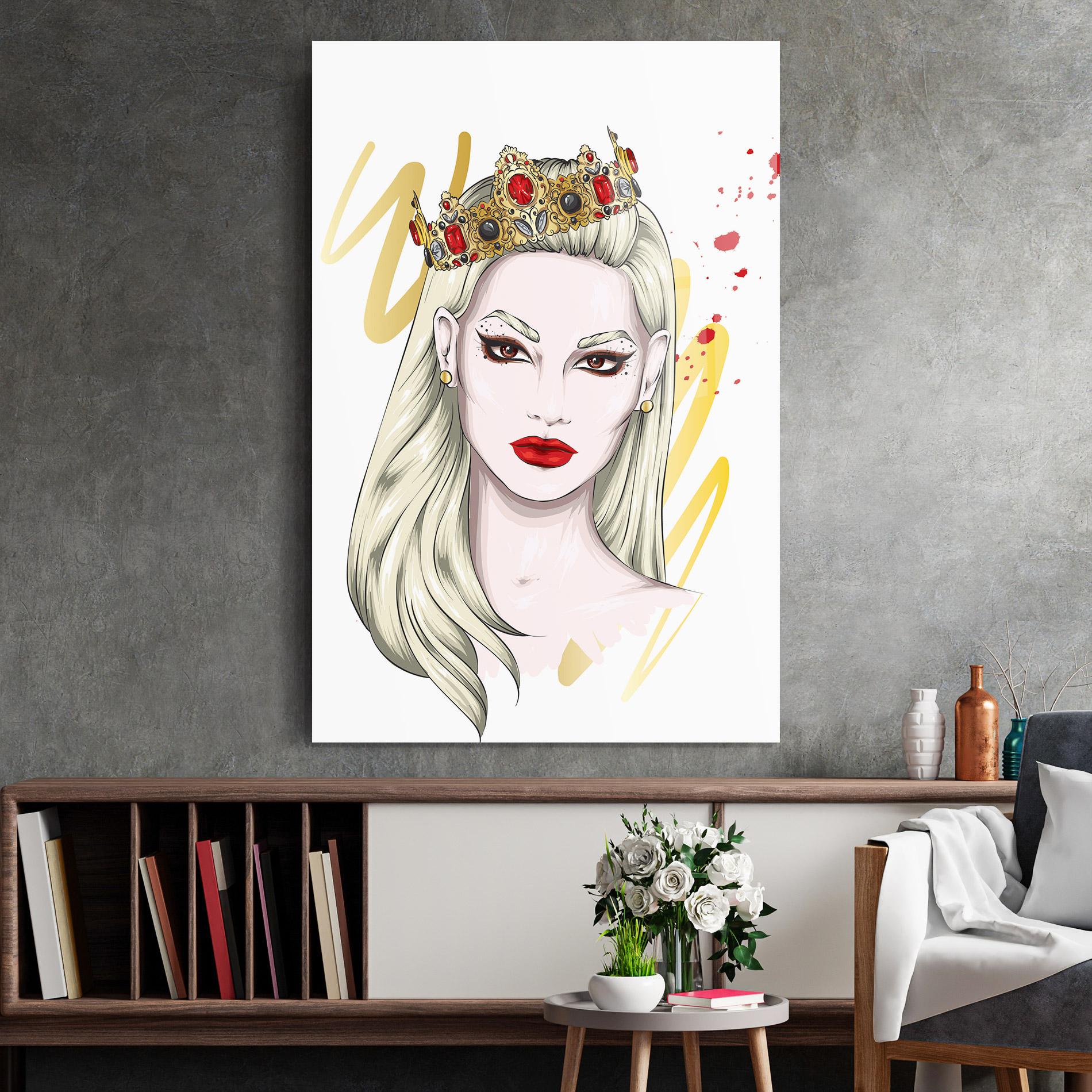Obraz na Szkle Gold Crown Woman mockup 2