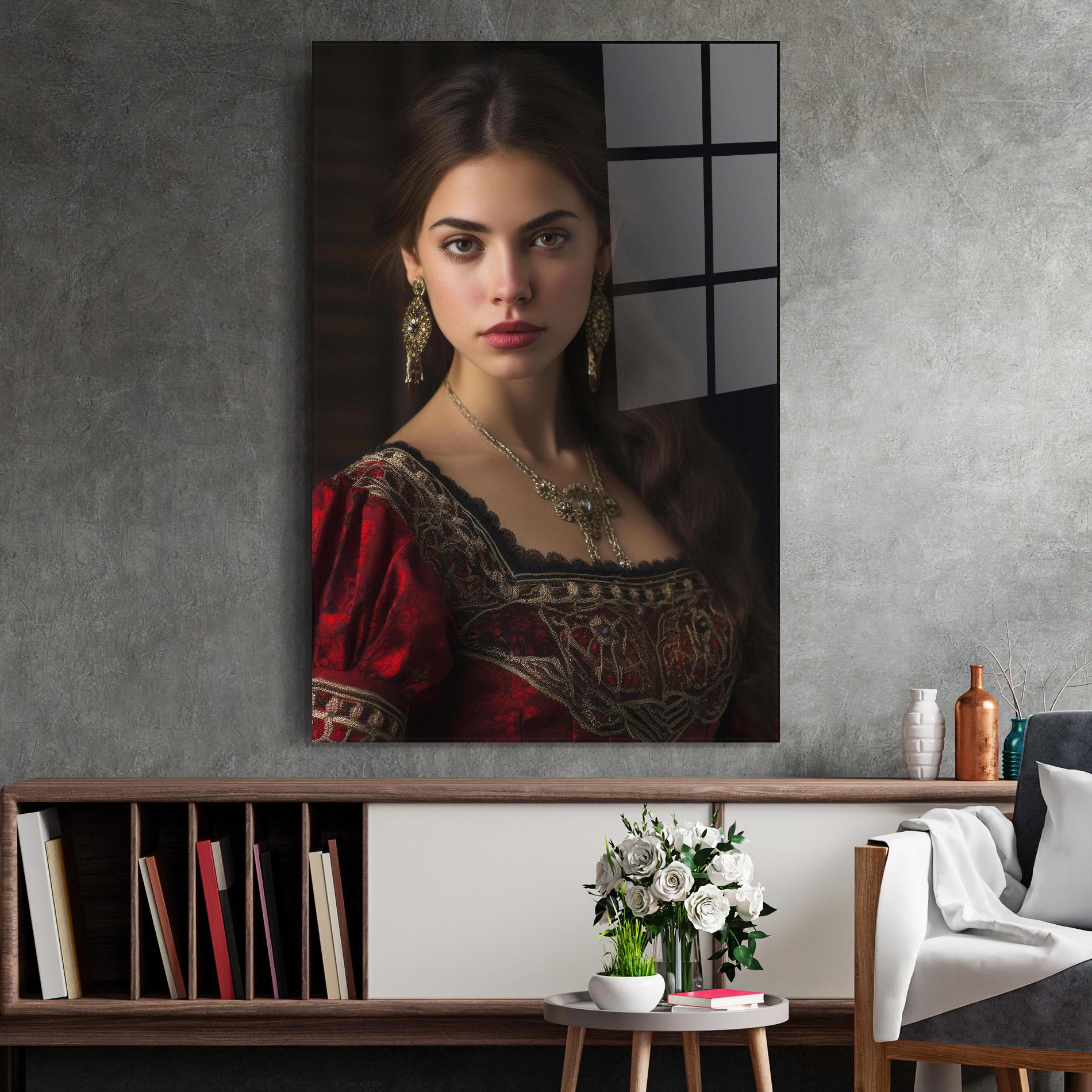 Obraz na Szkle Gold Jewelry Red Dress mockup 2