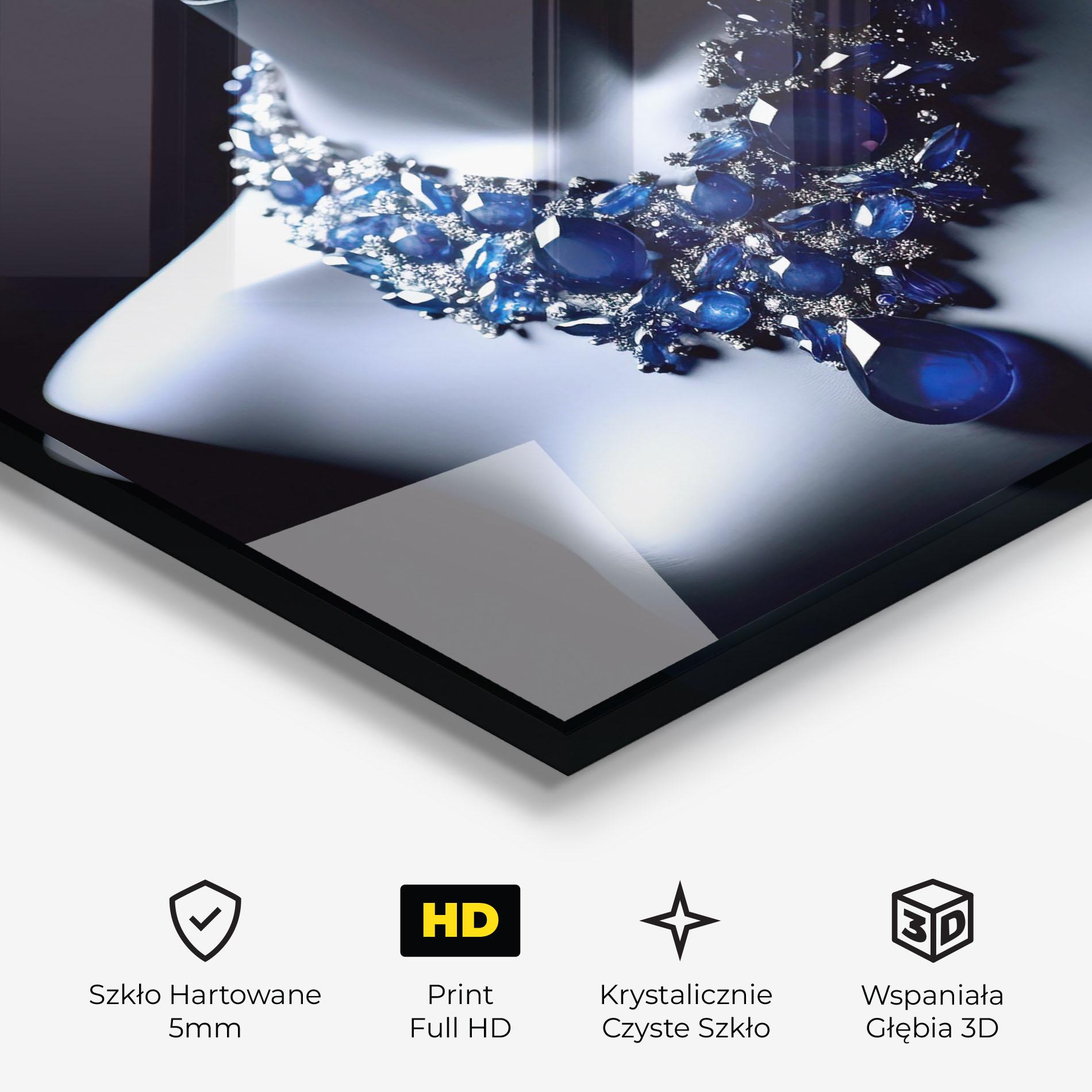 Obraz na Szkle Blue Diamonds Necklace mockup 3