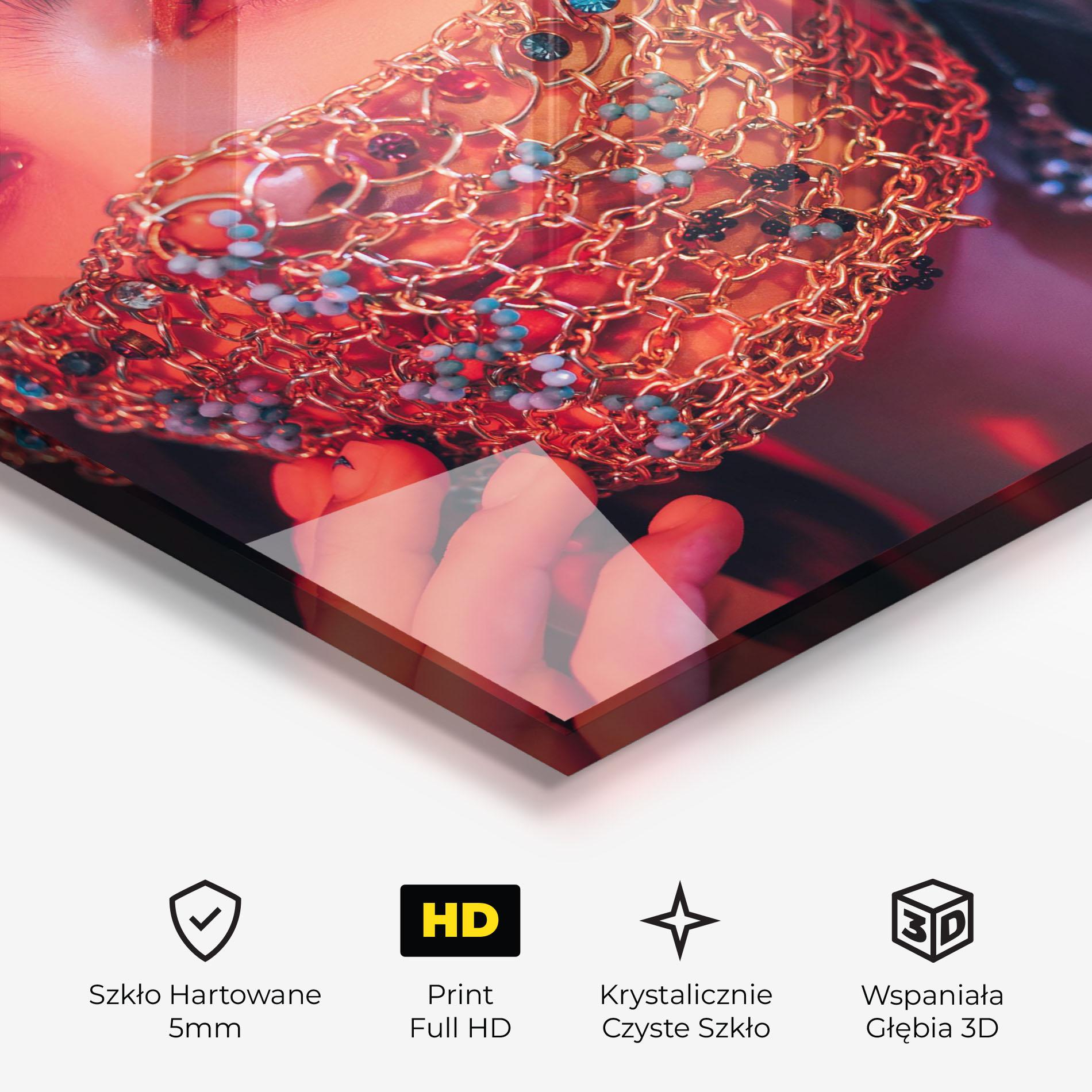 Obraz na Szkle Gold Chain Face Mask mockup 3