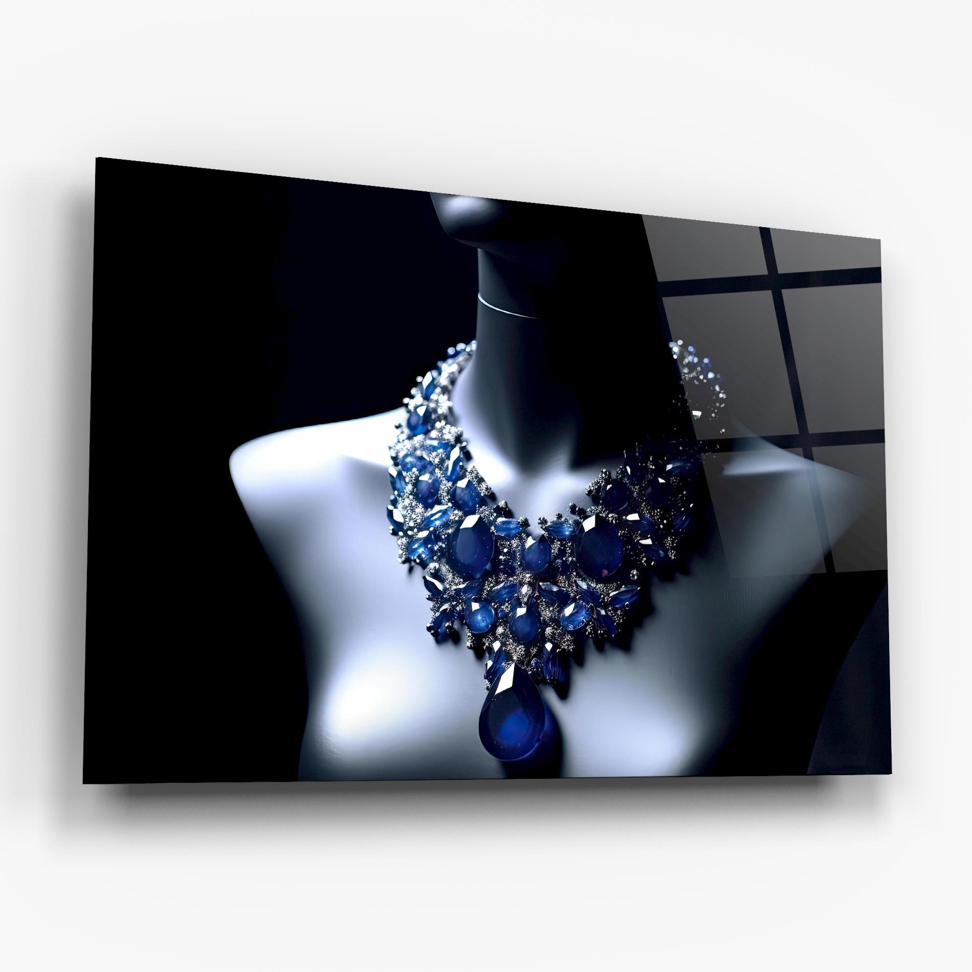 Obraz na Szkle Blue Diamonds Necklace mockup 6