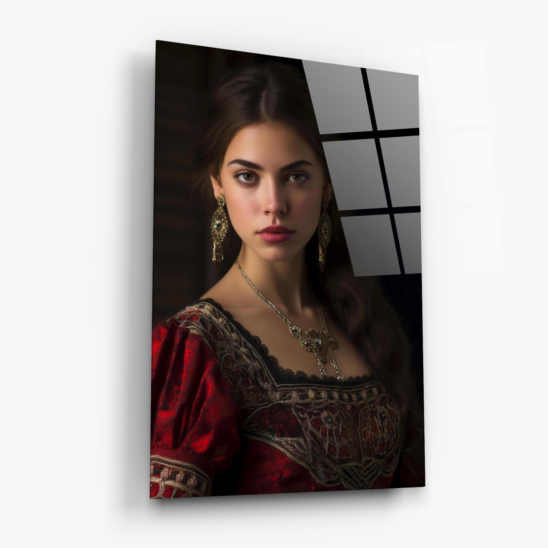 Obraz na Szkle Gold Jewelry Red Dress mockup 6