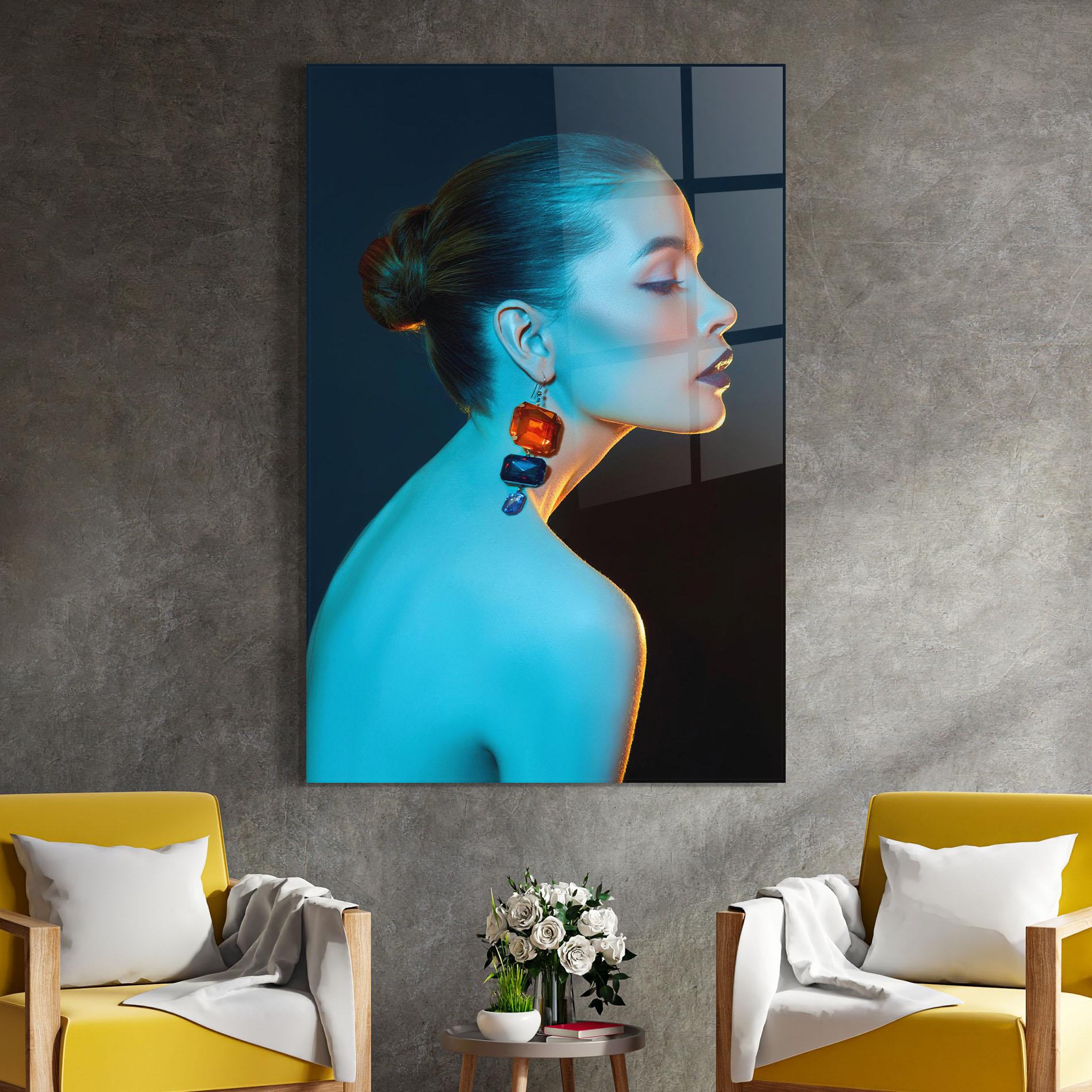 Obraz na Szkle Blue Light Earring mockup 4