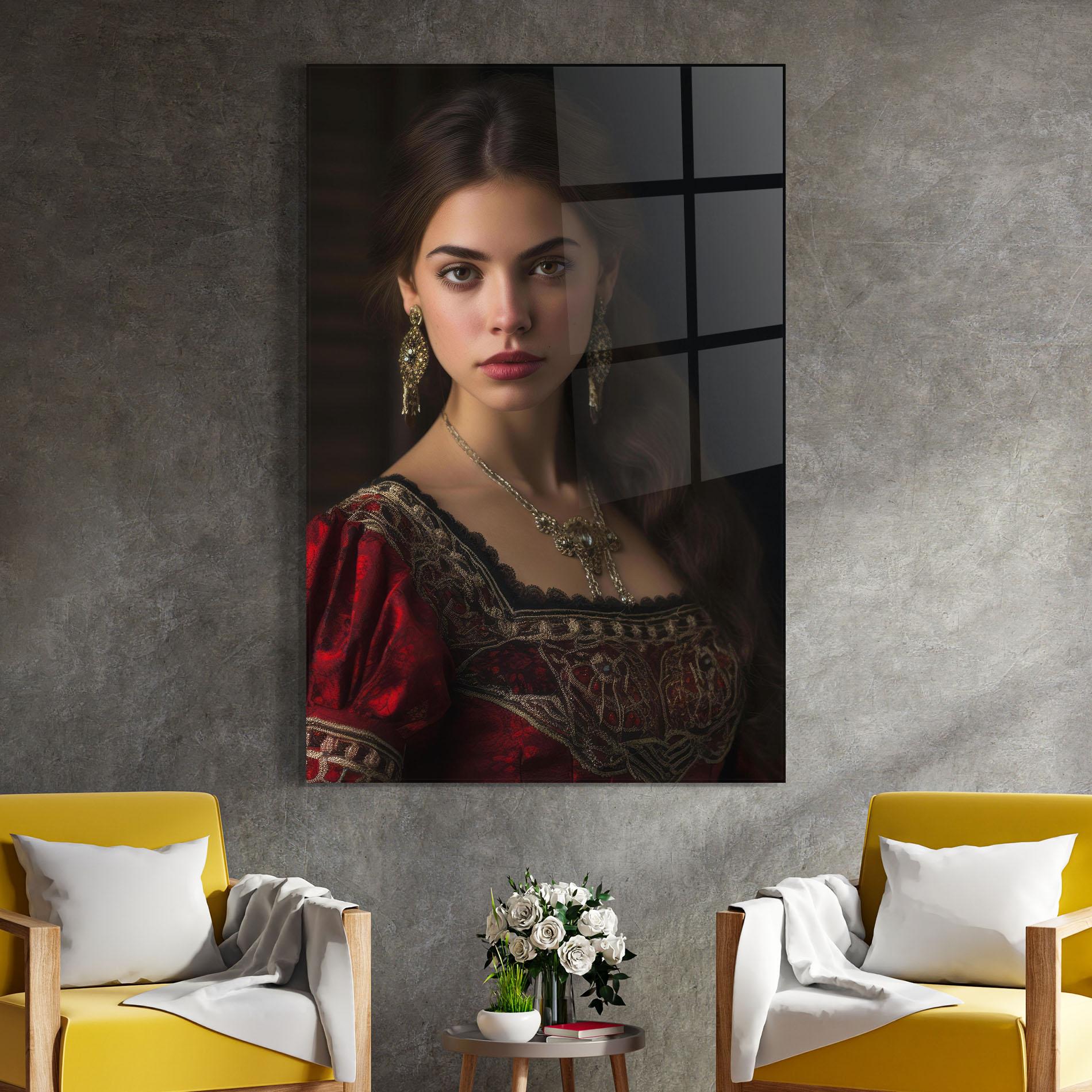 Obraz na Szkle Gold Jewelry Red Dress mockup 4