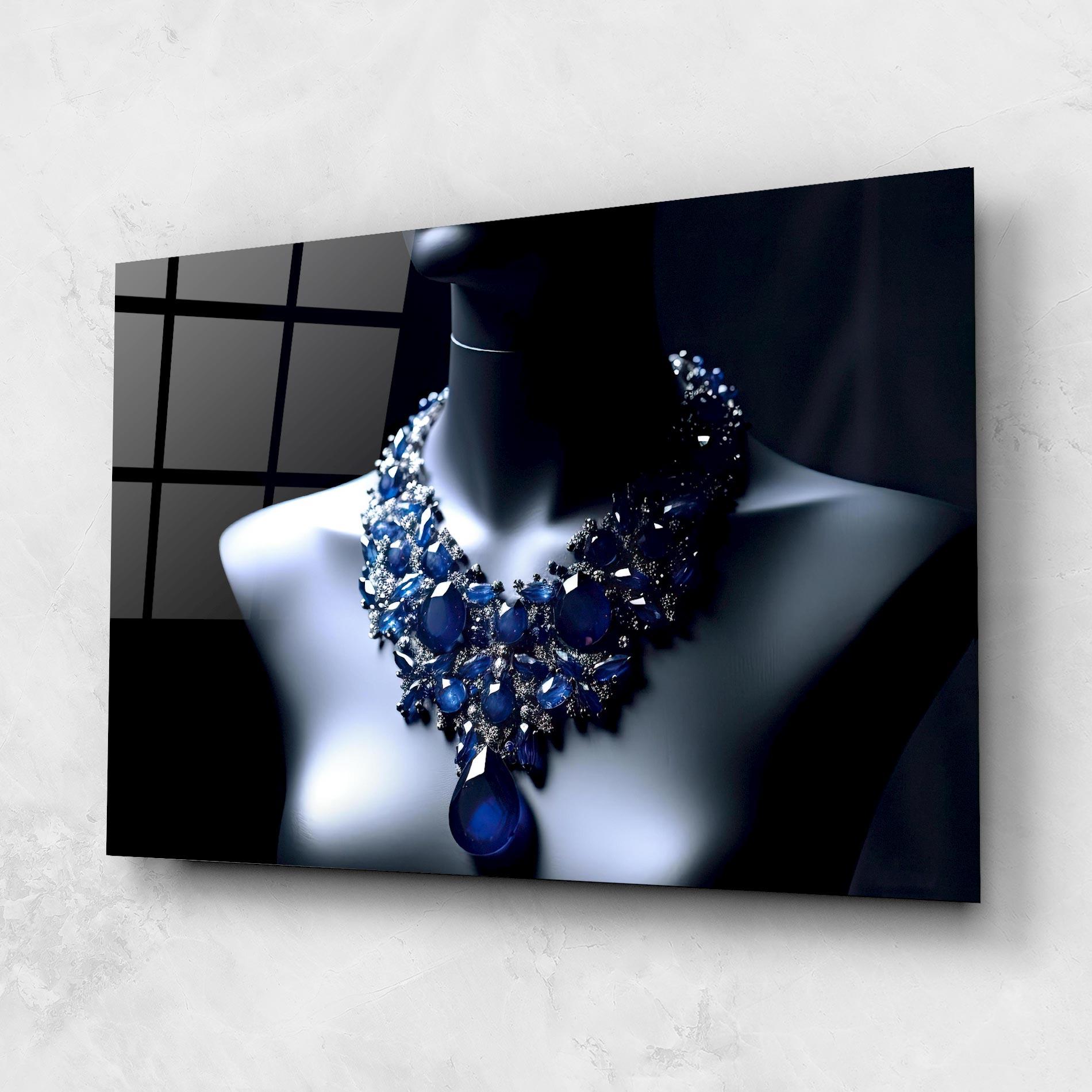Obraz na Szkle Blue Diamonds Necklace mockup 1