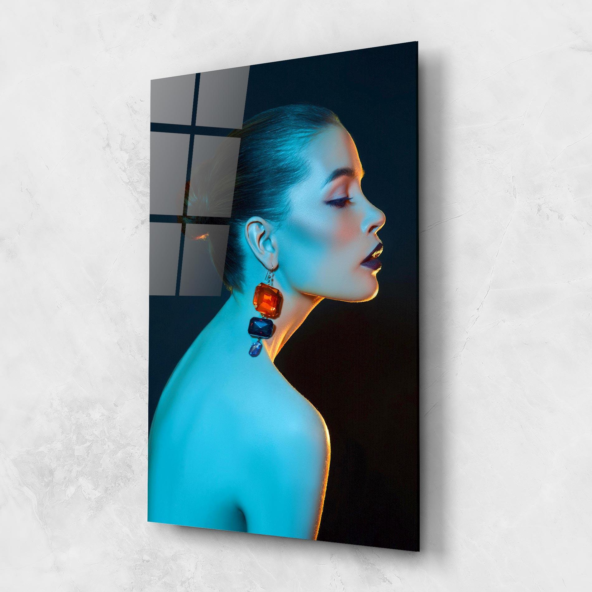 Obraz na Szkle Blue Light Earring mockup 1