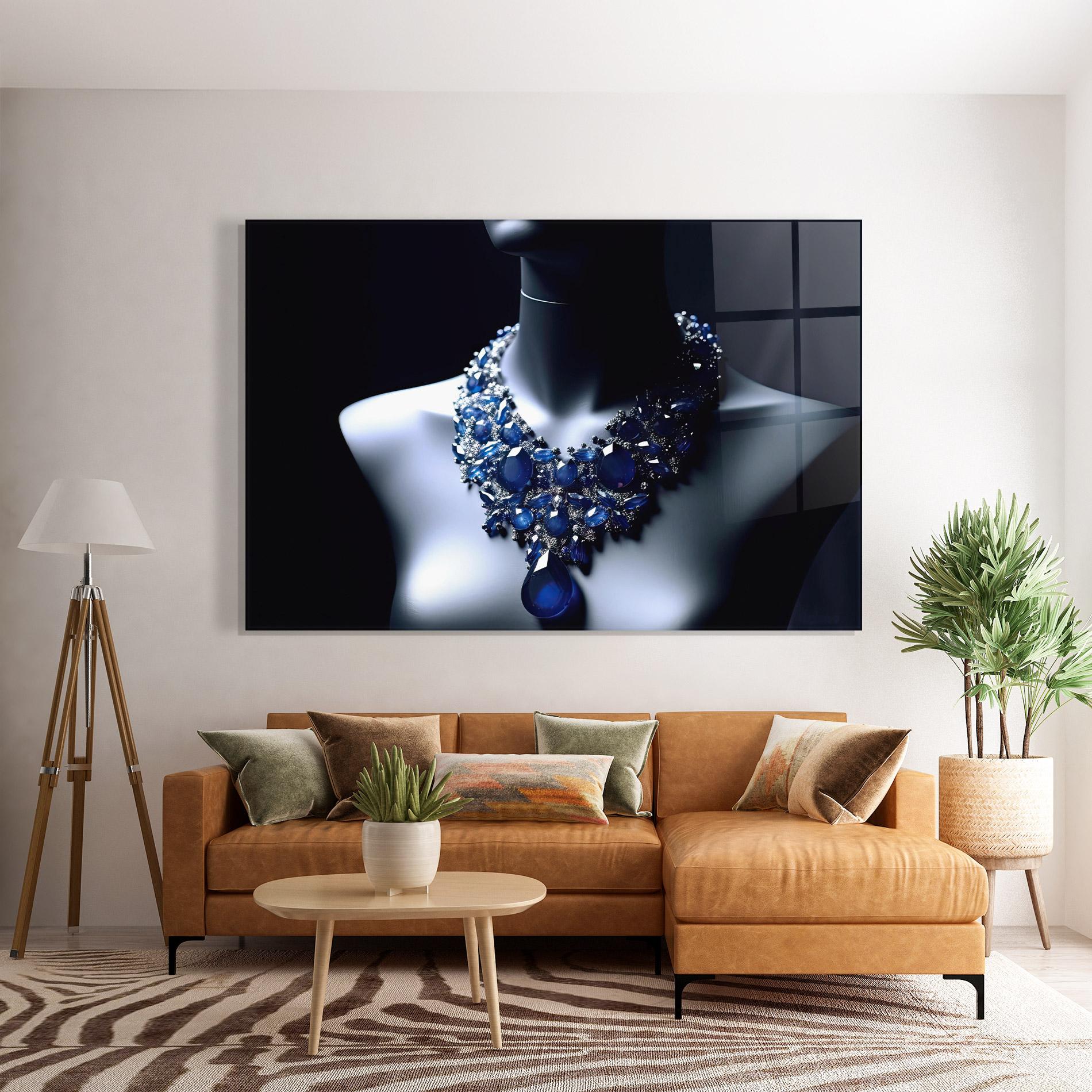 Obraz na Szkle Blue Diamonds Necklace mockup 7